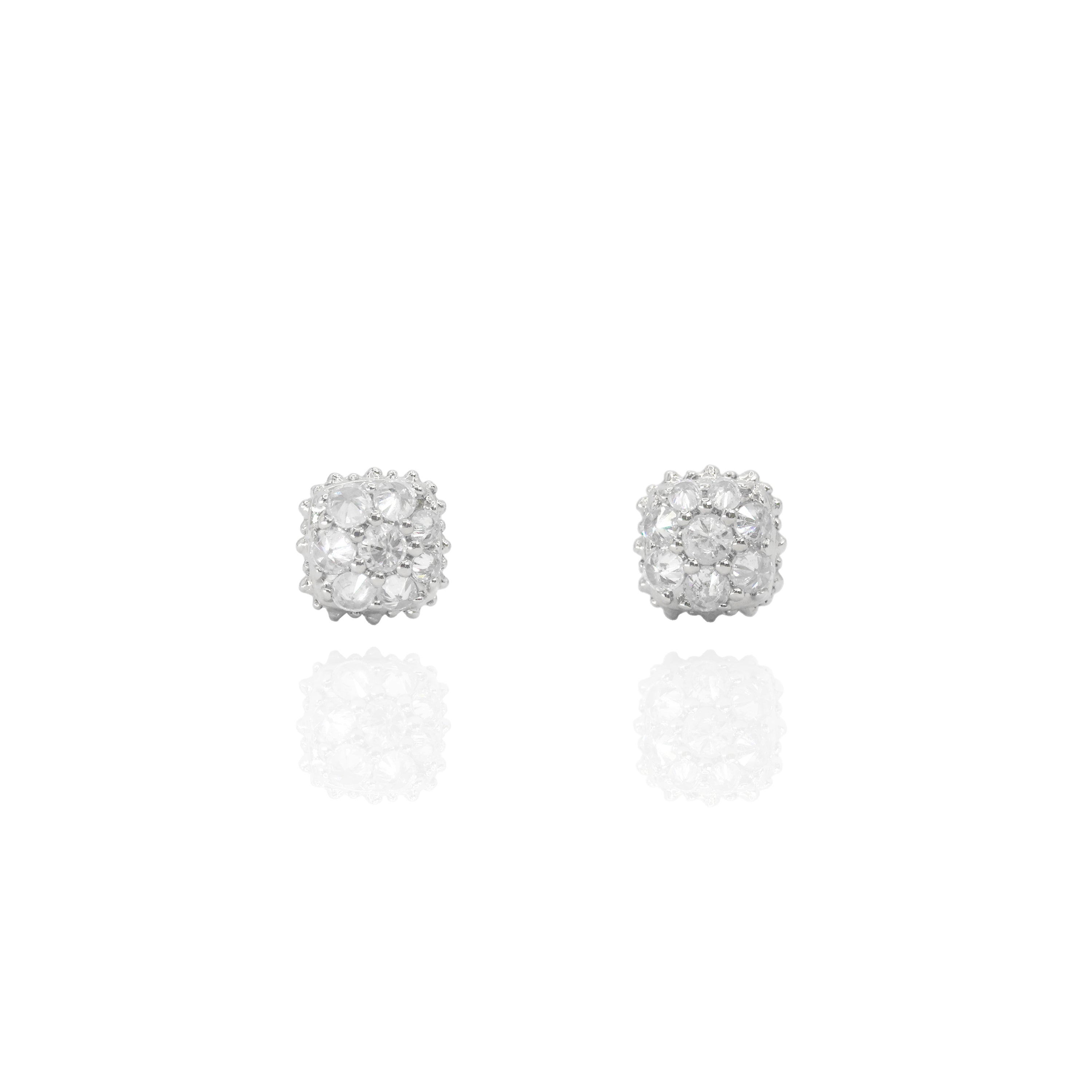 Upside Down Setting Diamond Square Cluster Earrings