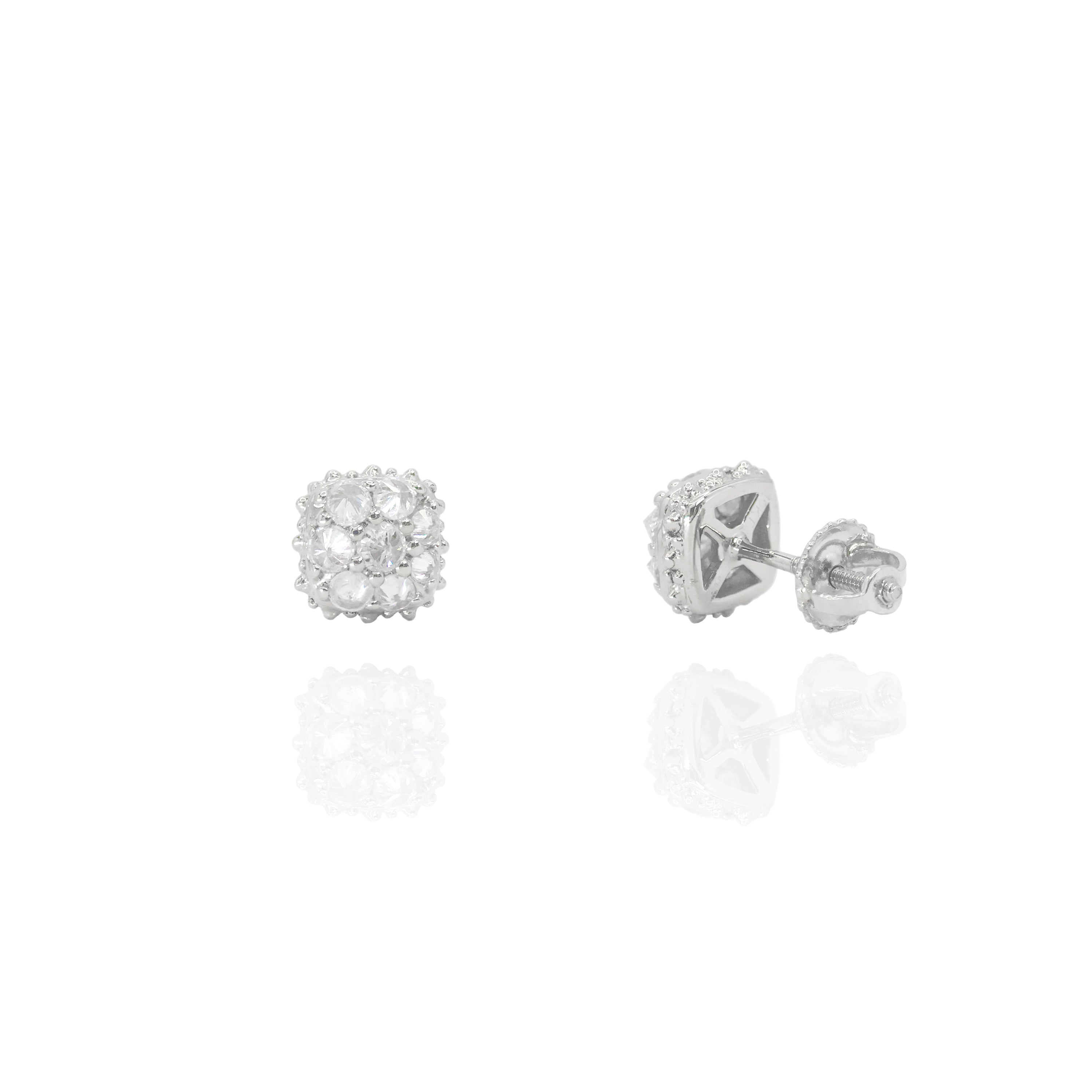 Upside Down Setting Diamond Square Cluster Earrings