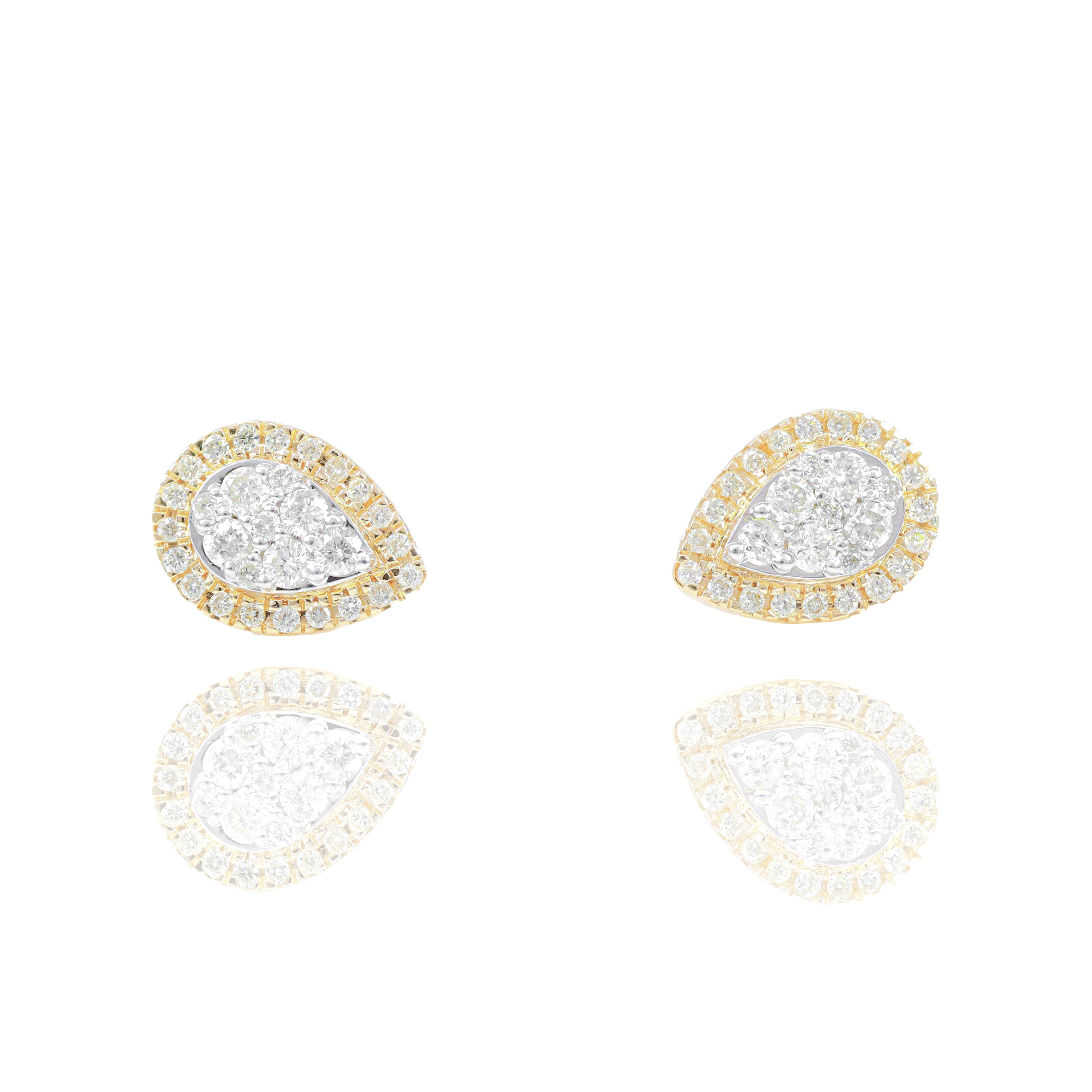 Two-Tone Pear Shape Diamond Earrings