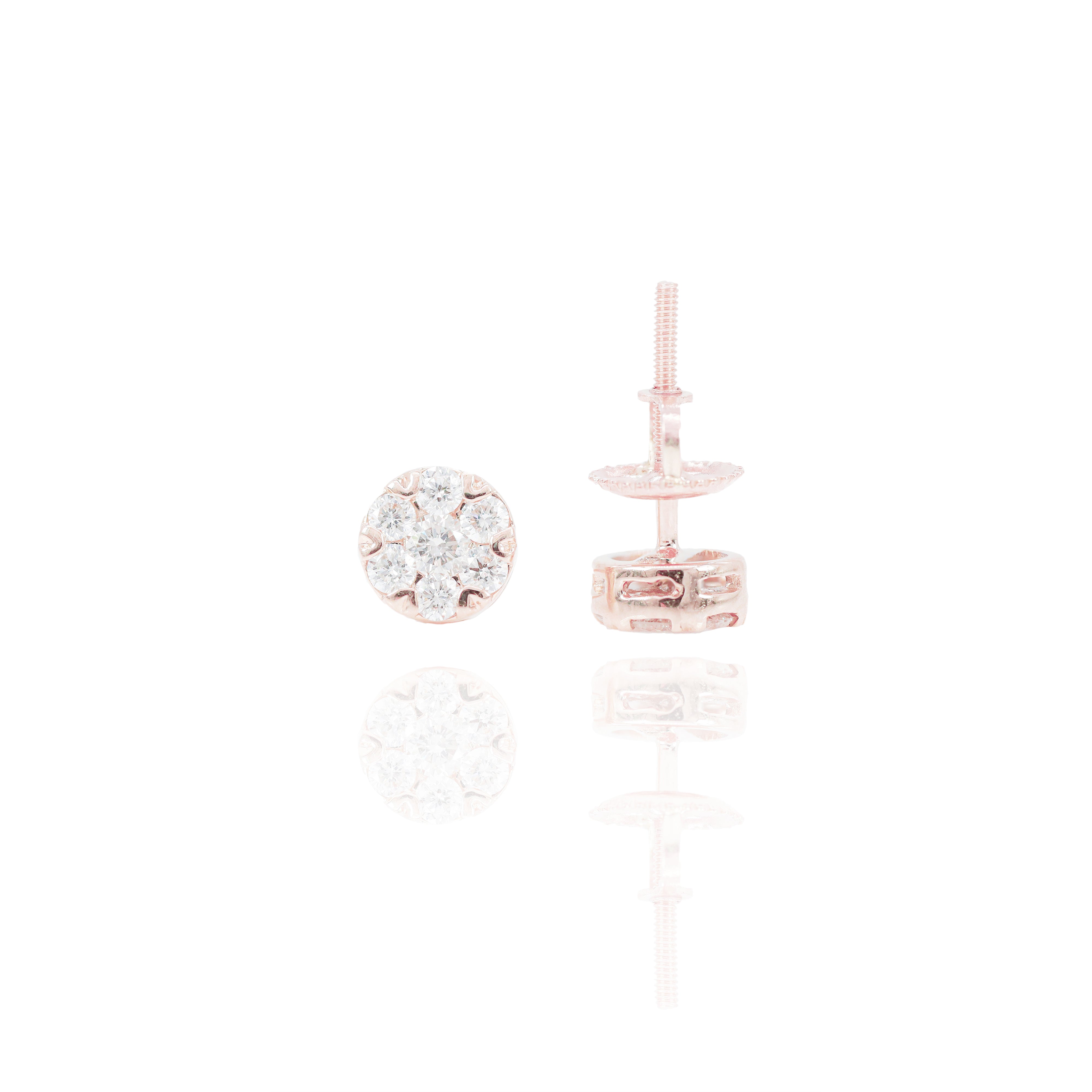 6 Prong Round Flower Style Diamond Earrings
