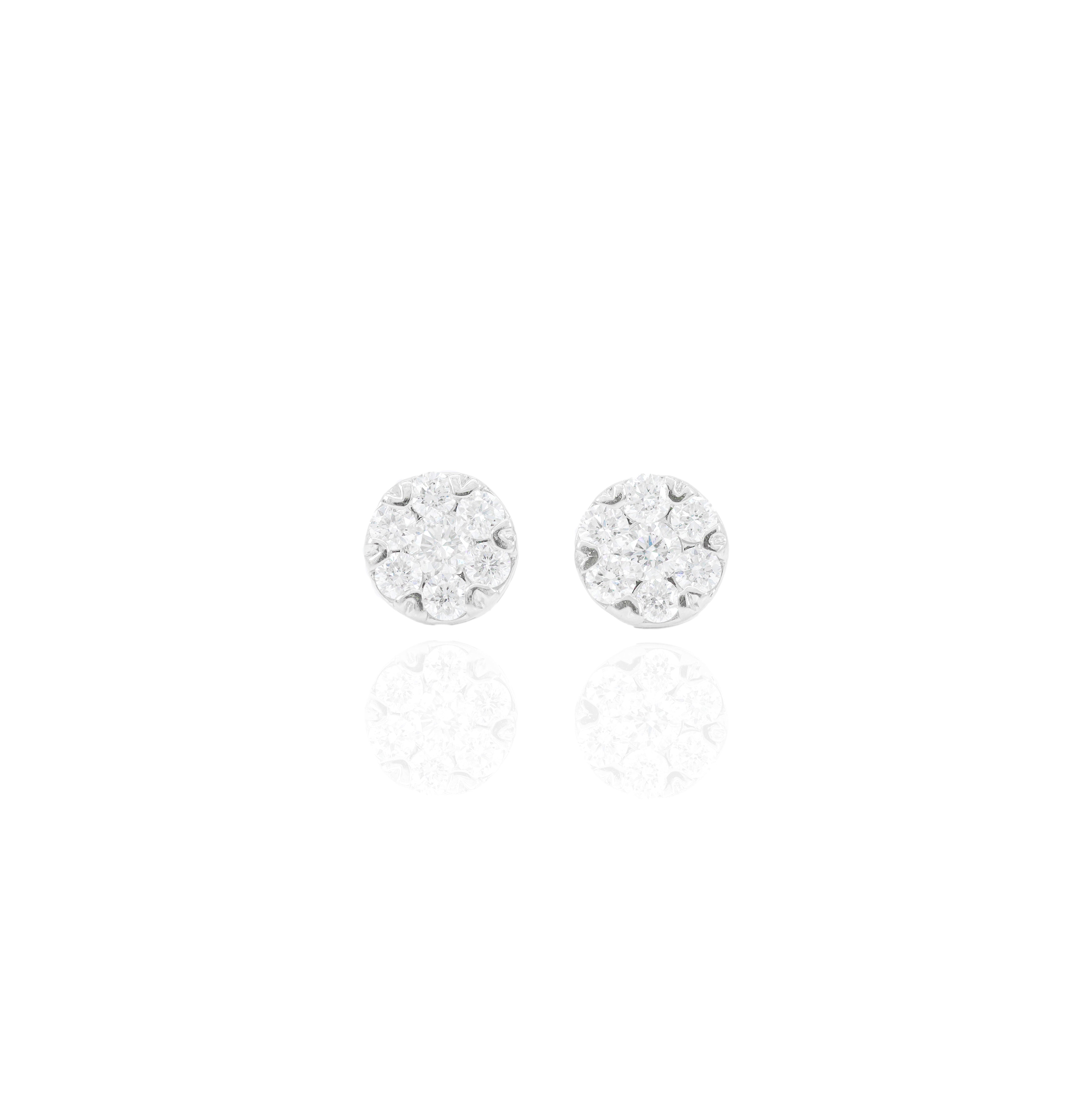 6 Prong Round Flower Style Diamond Earrings