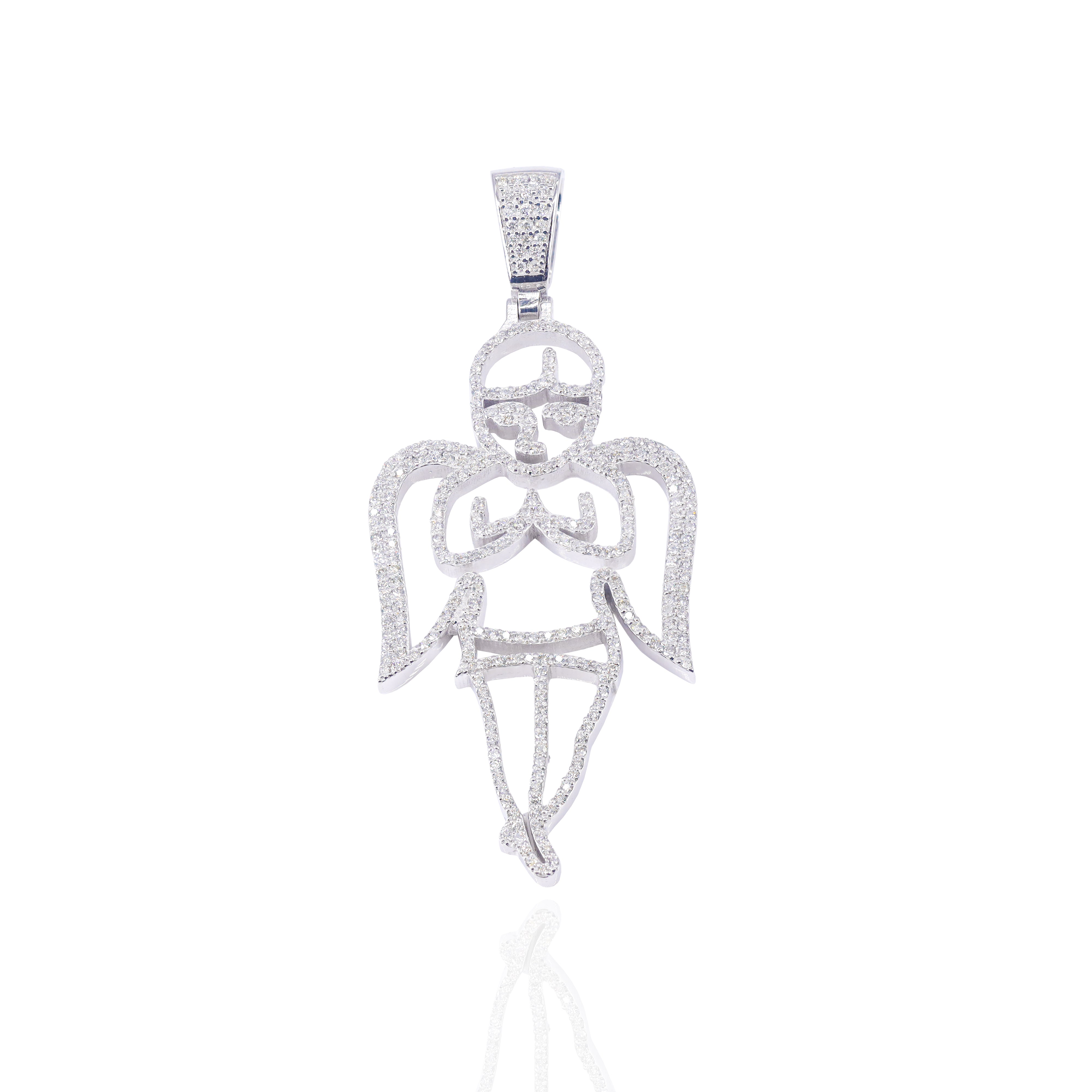 Outline Angel Diamond Pendant