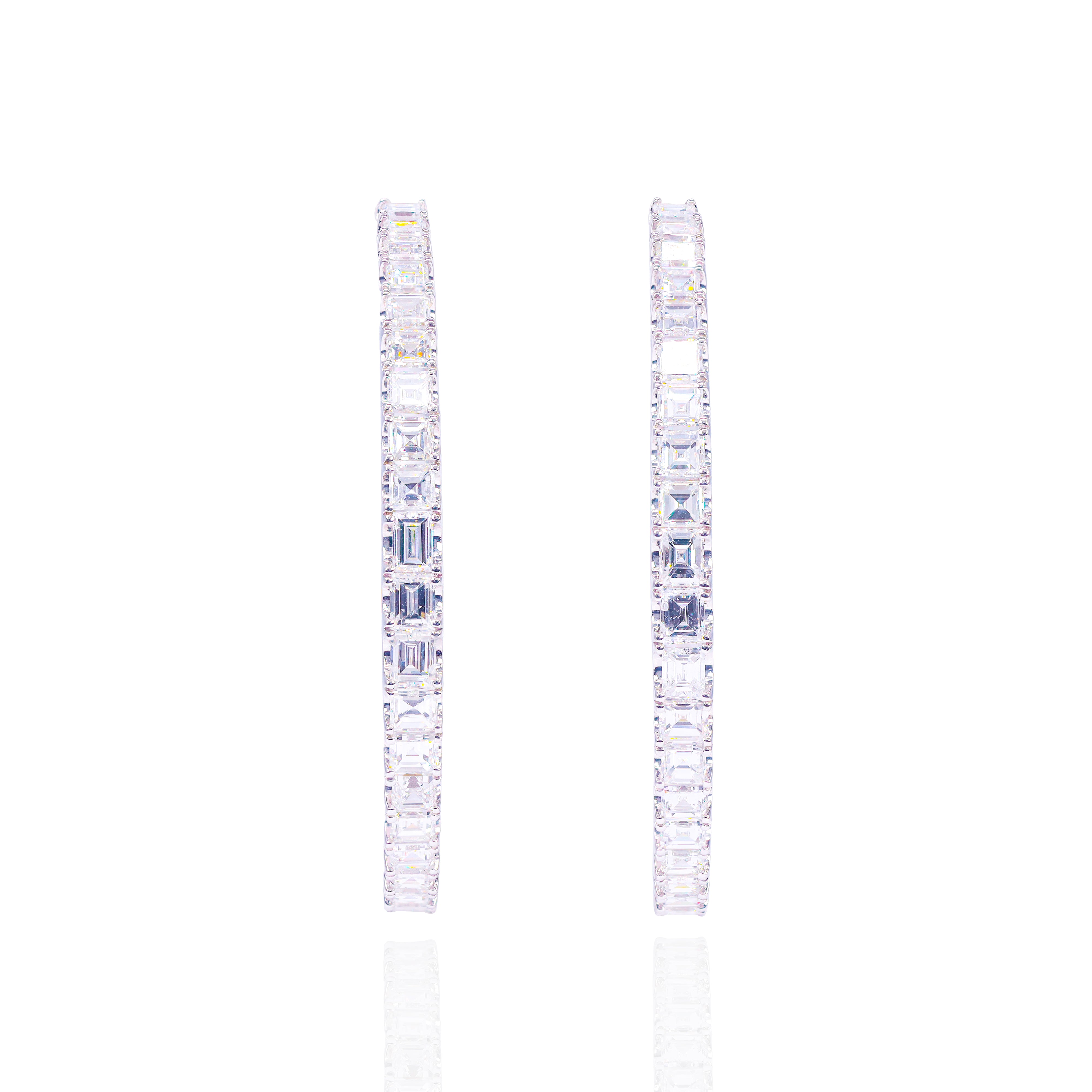 Special Cut Diamond Hoop Earrings (Inner and Outer Diamond)