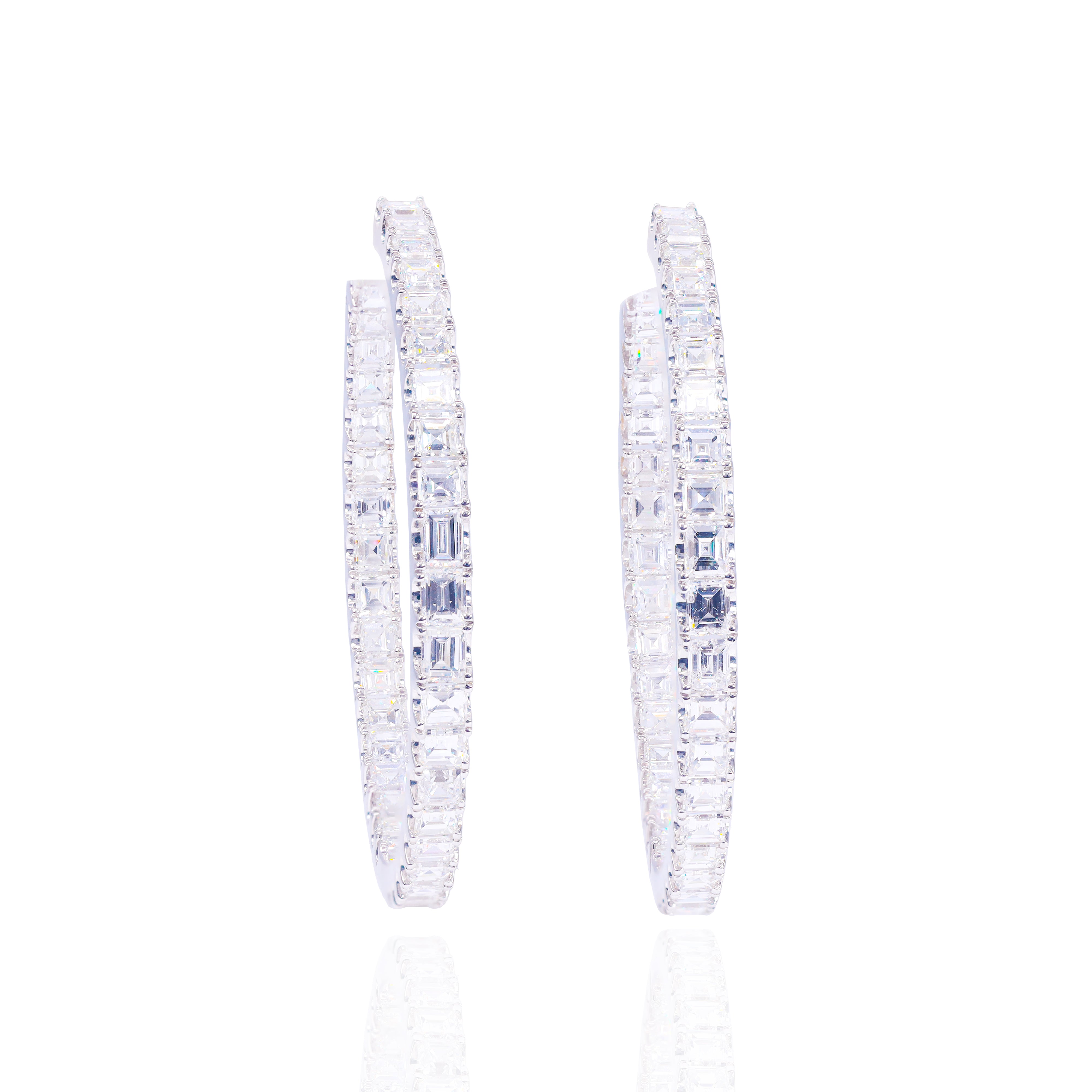 Special Cut Diamond Hoop Earrings (Inner and Outer Diamond)