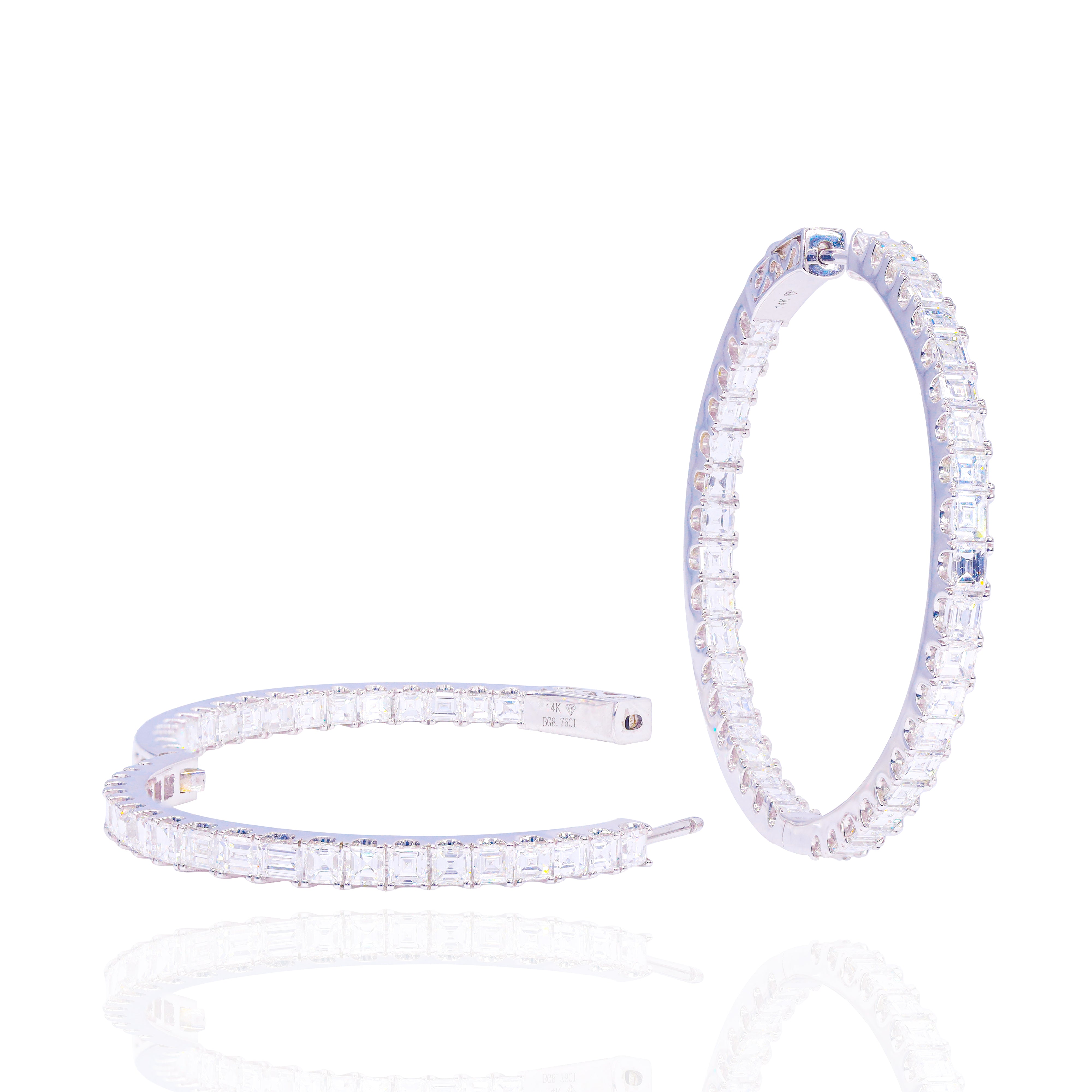 Special Cut Diamond Hoop Earrings (Inner and Outer Diamond)