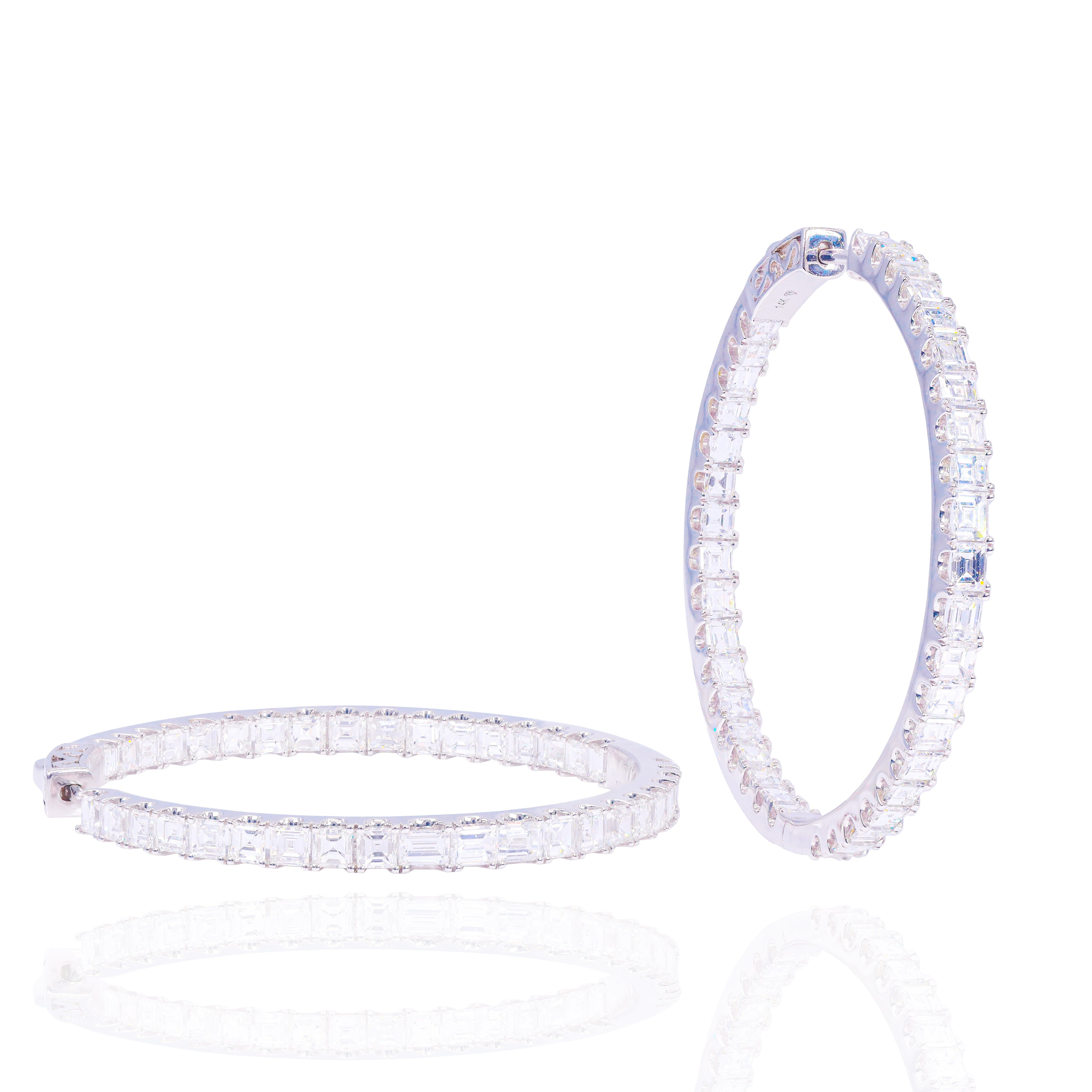 Special Cut Diamond Hoop Earrings (Inner and Outer Diamond)