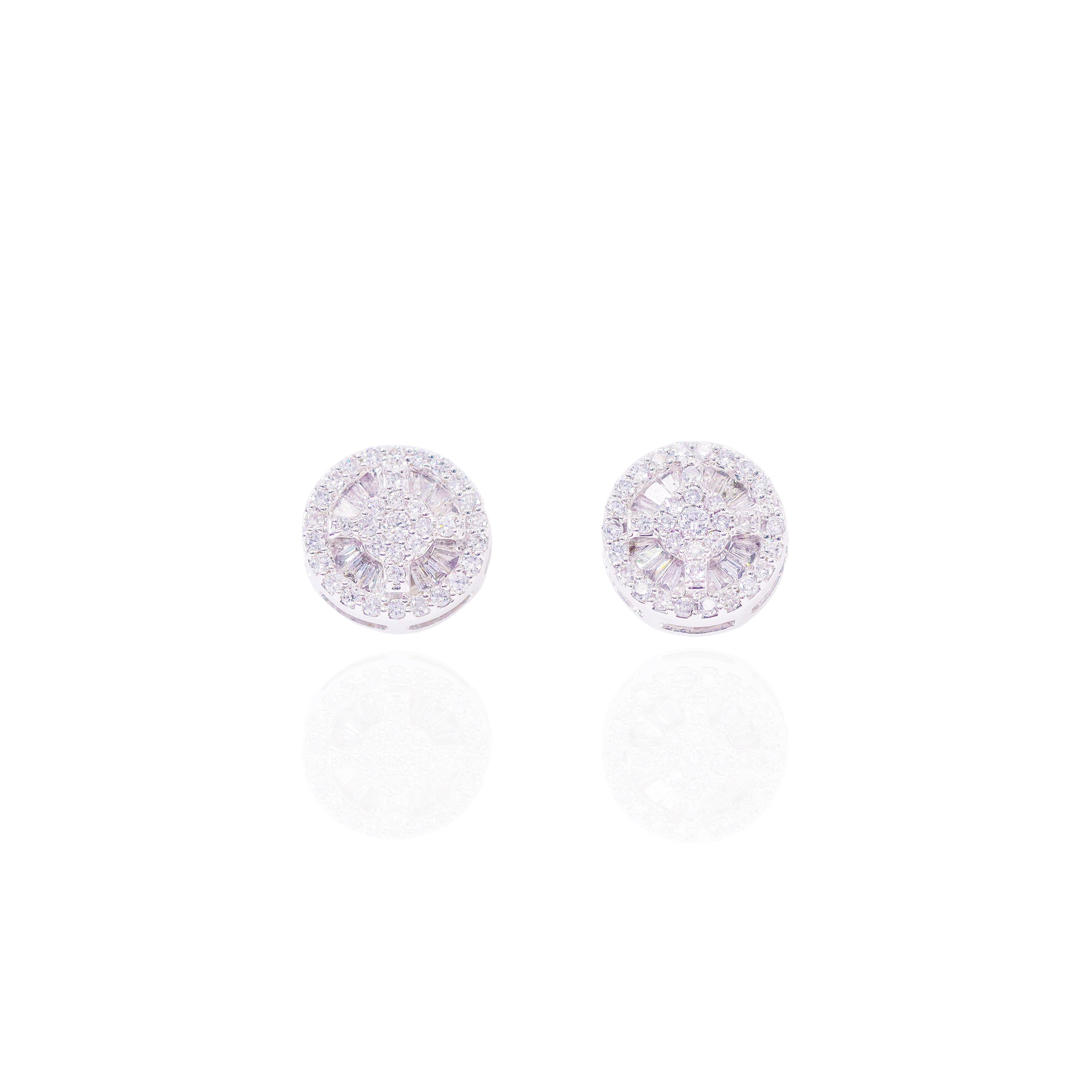 Baguette Cluster with Crossing Round Diamond Earrings