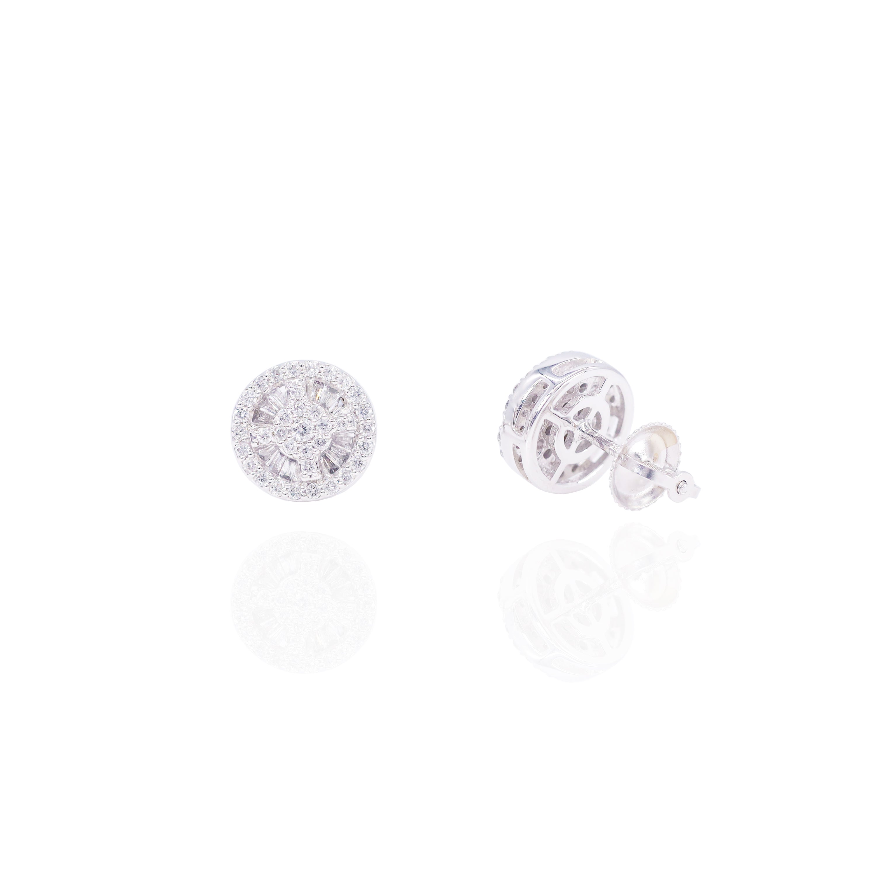 Baguette Cluster with Crossing Round Diamond Earrings