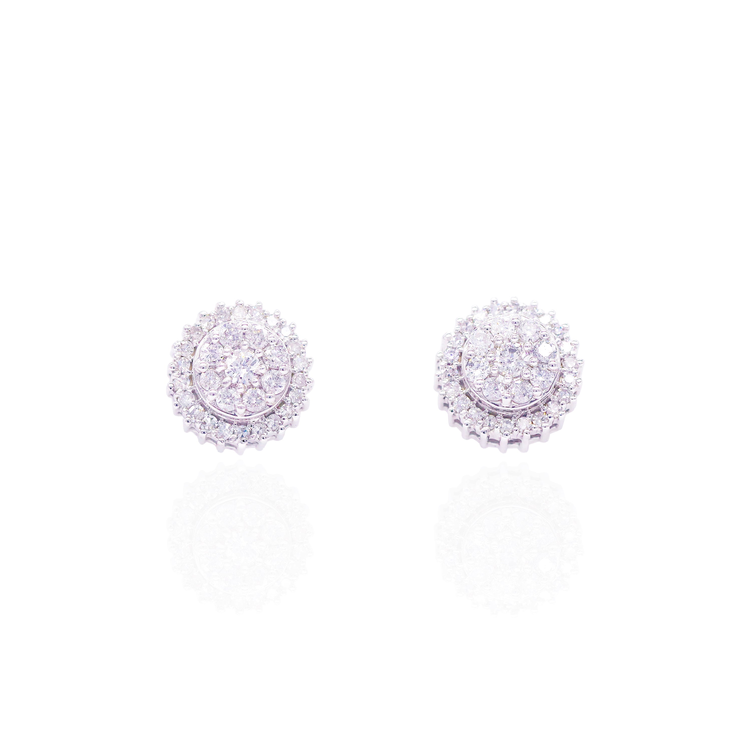 Double Layer Round Cluster Diamond Earrings