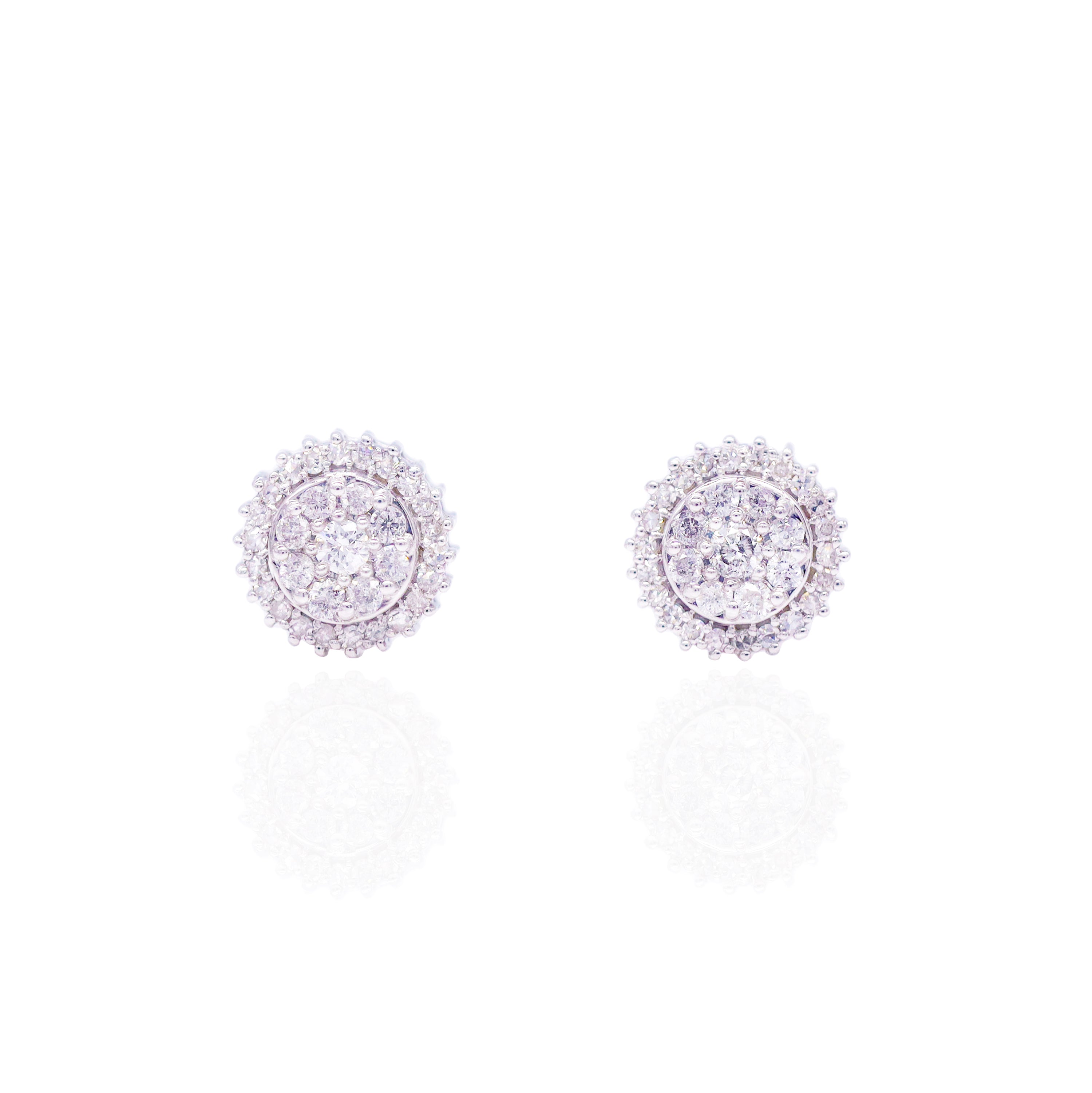 Double Layer Round Cluster Diamond Earrings