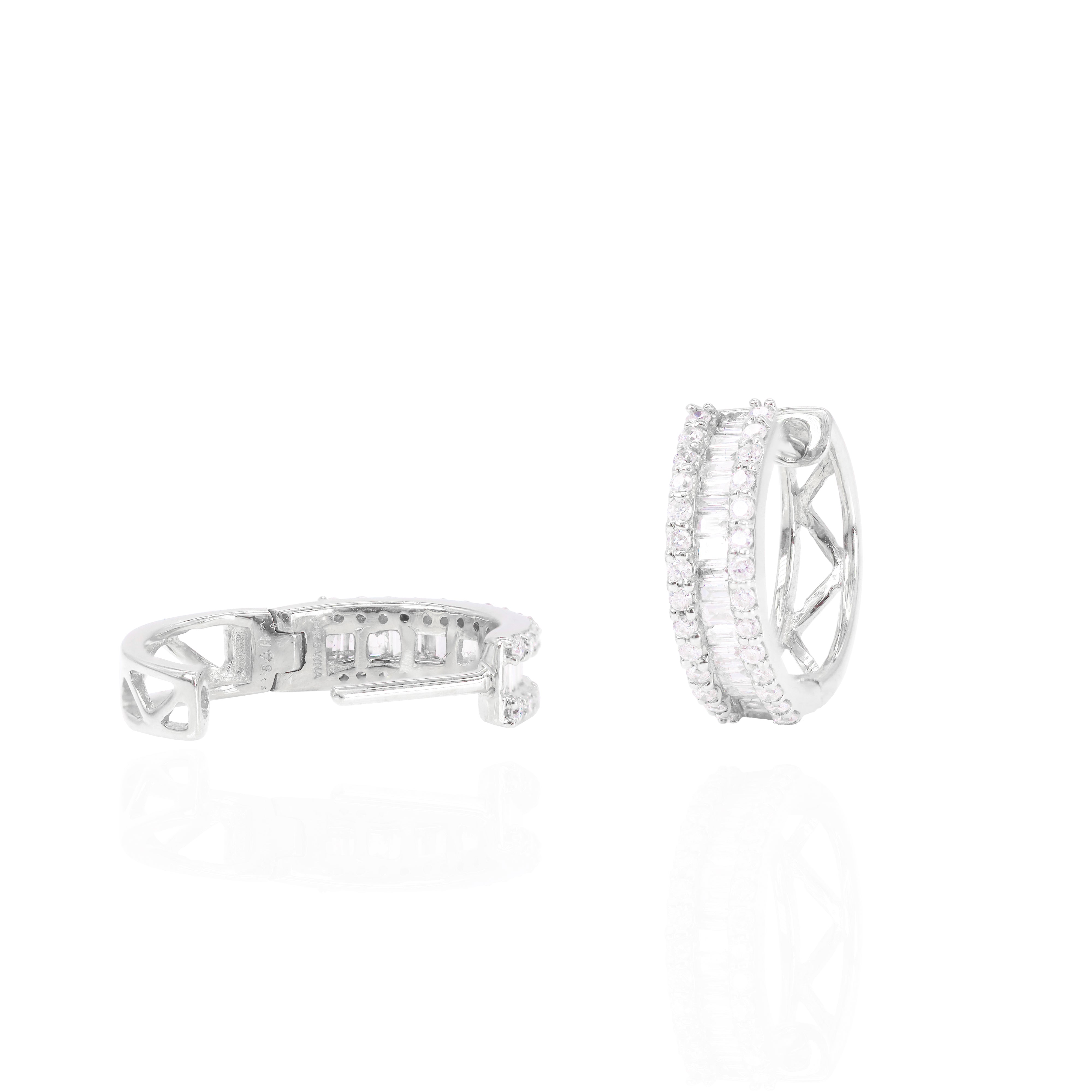 Baguette Diamond Hoop Earrings