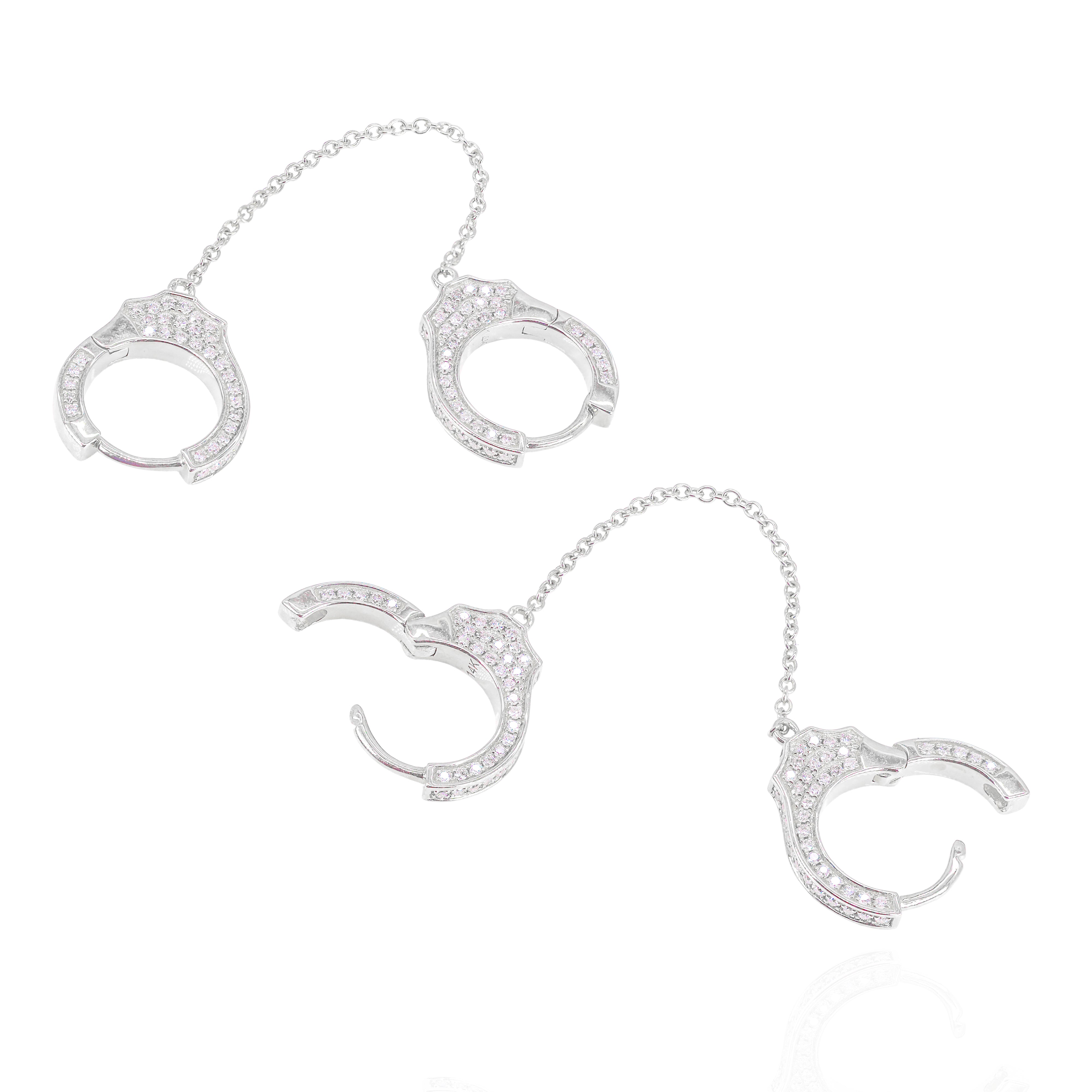 Hand-Cuff Hanging Diamond Earrings