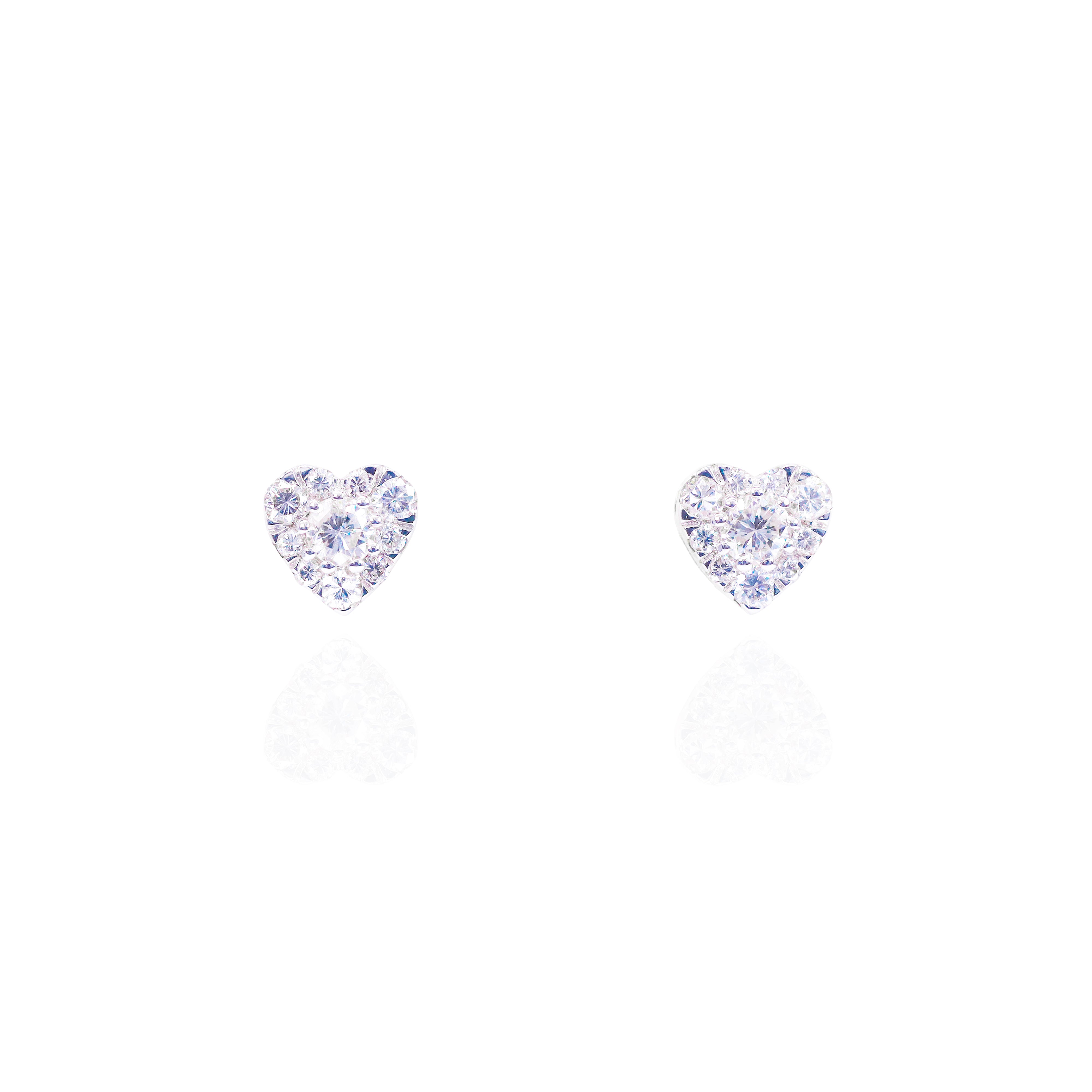 Center Diamond Heart Shape Diamond Earrings