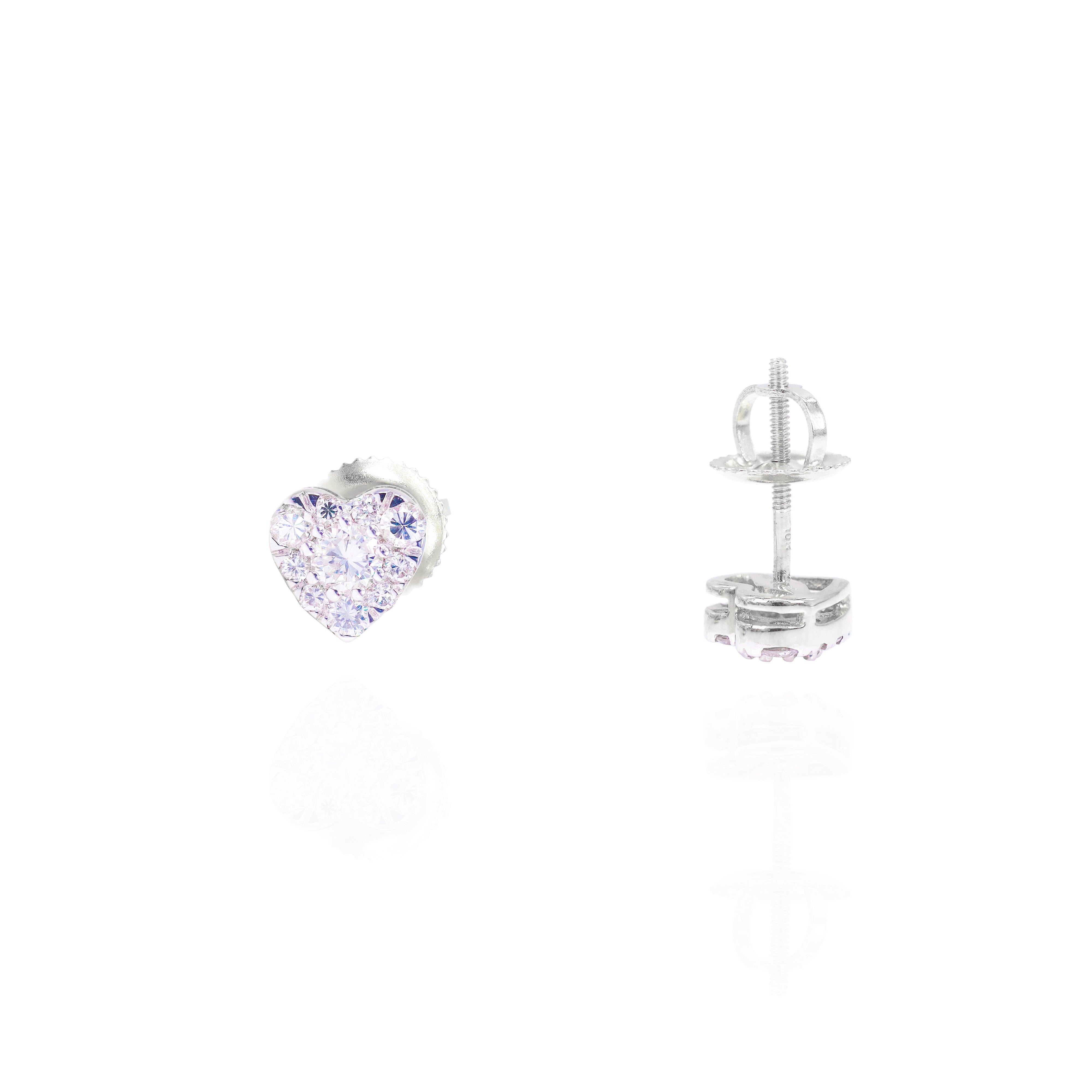 Center Diamond Heart Shape Diamond Earrings