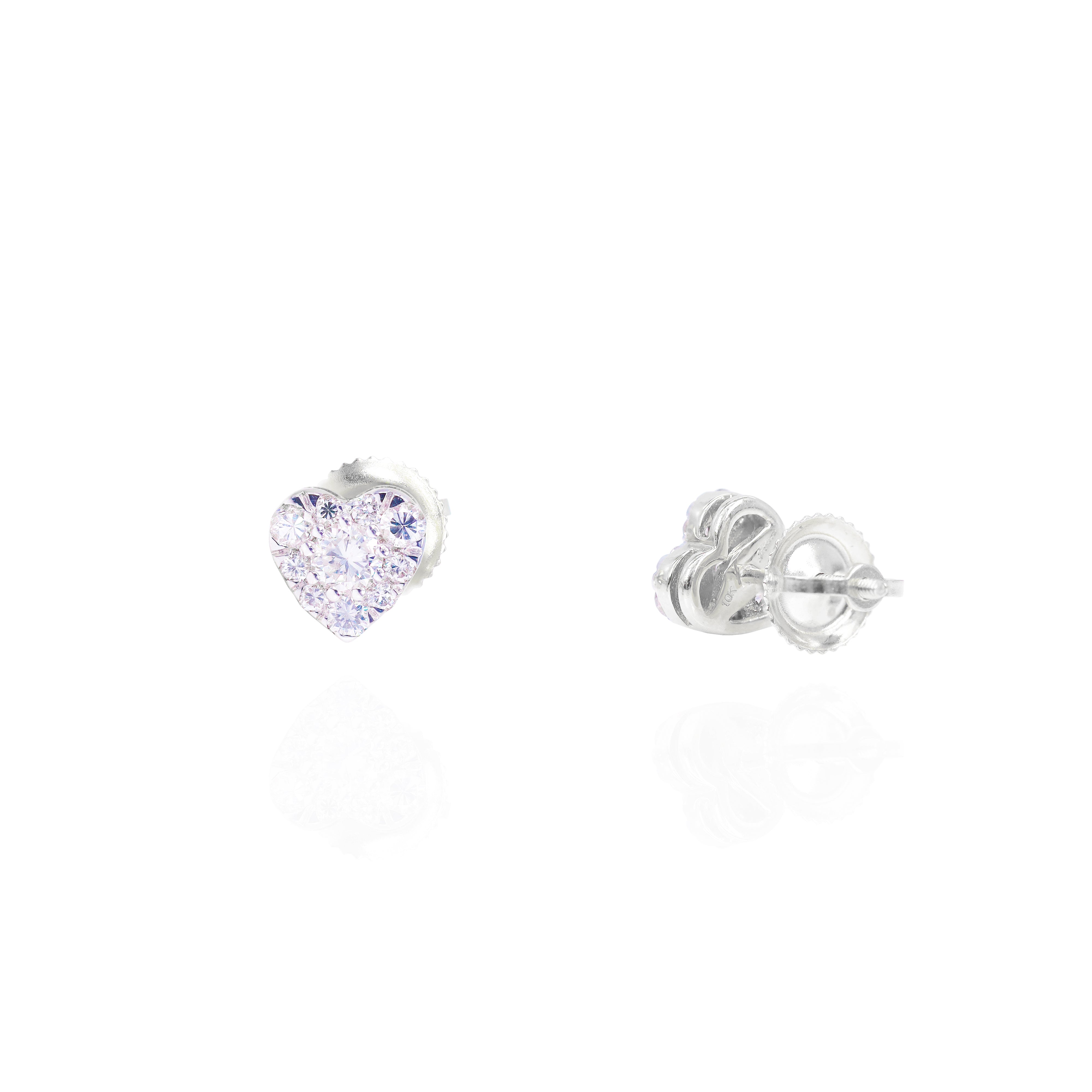 Center Diamond Heart Shape Diamond Earrings