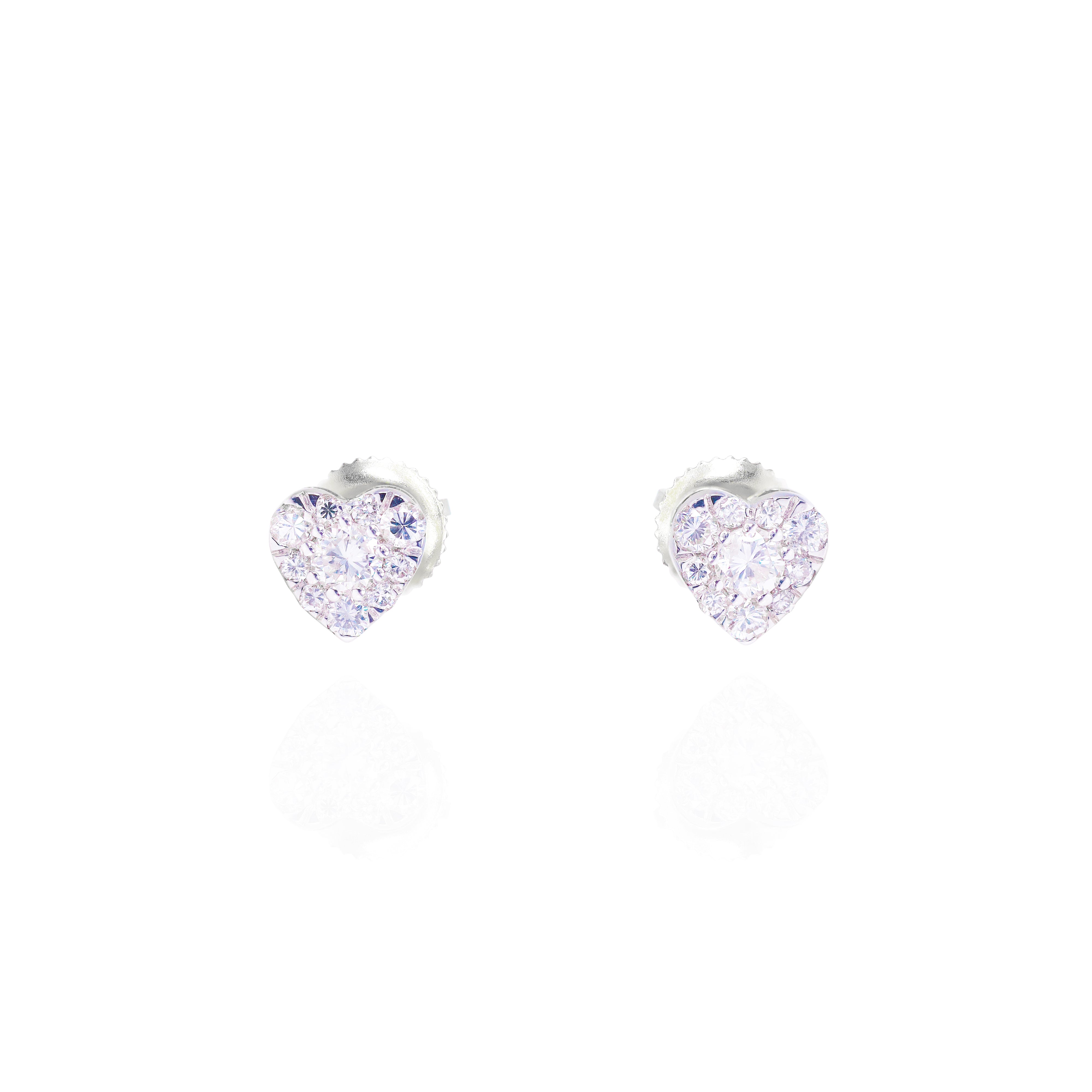 Center Diamond Heart Shape Diamond Earrings