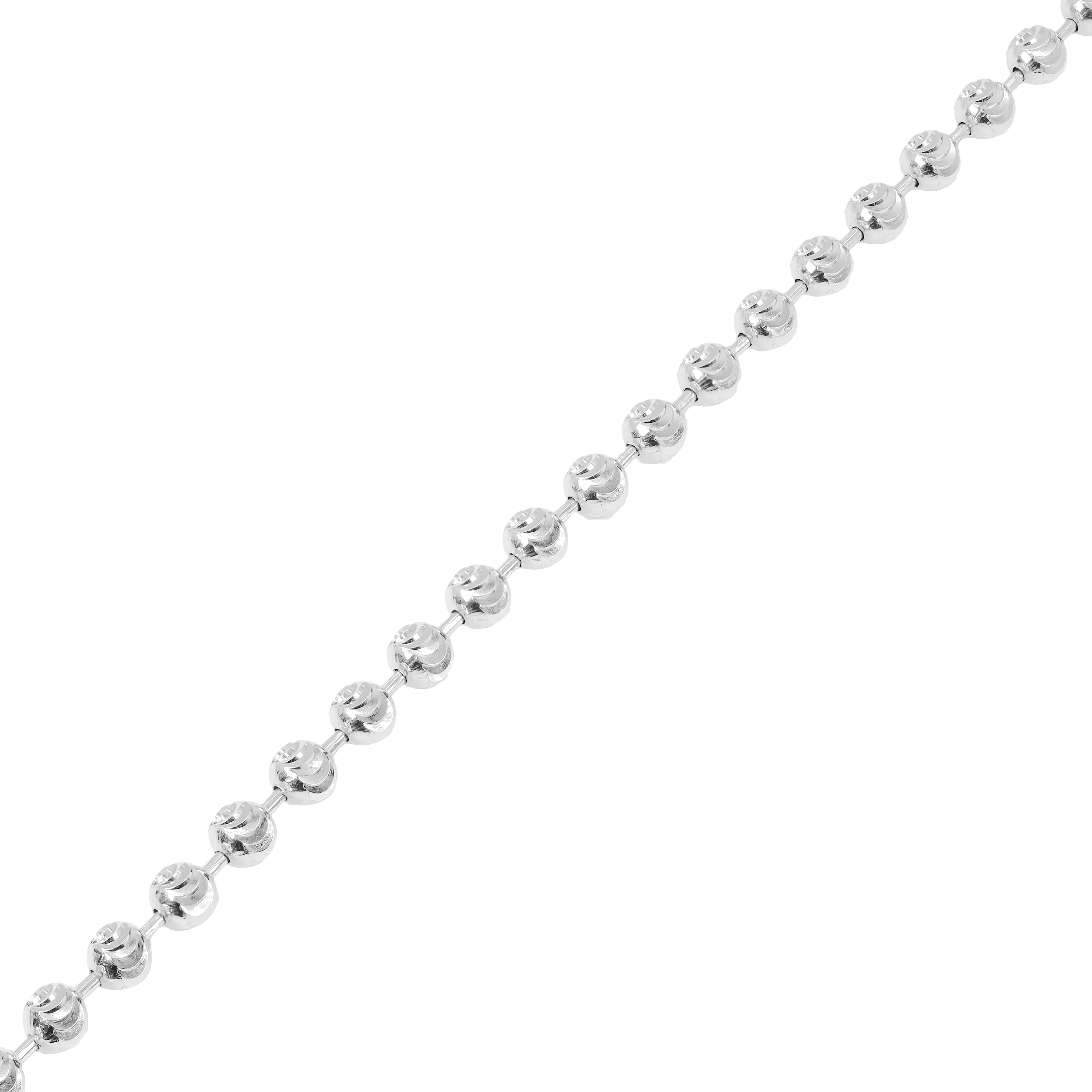 10KT Solid Moon Cut White Gold Chain
