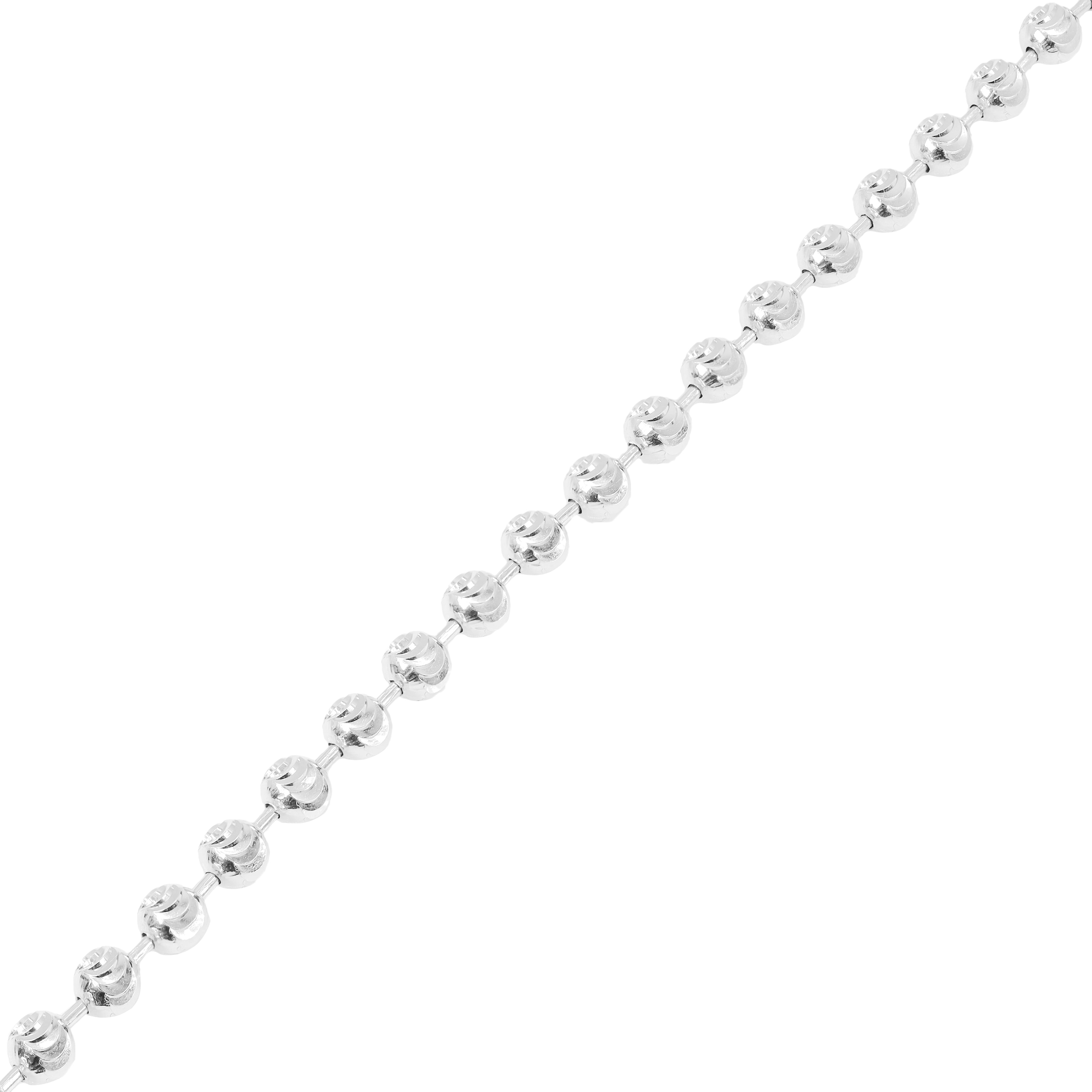 10KT Solid Moon Cut White Gold Chain