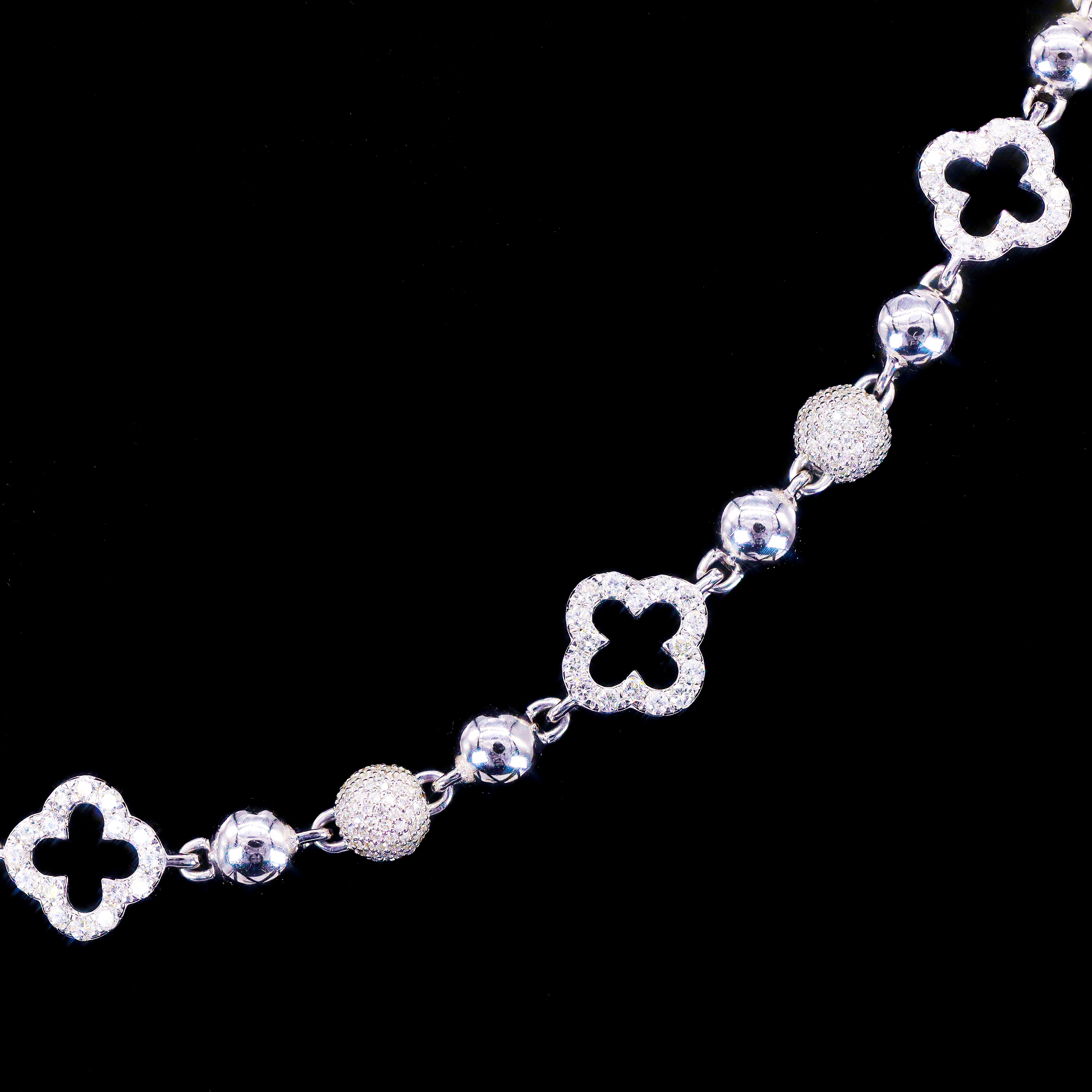 Clover/Infinity Ball Link Diamond & Gold Chain