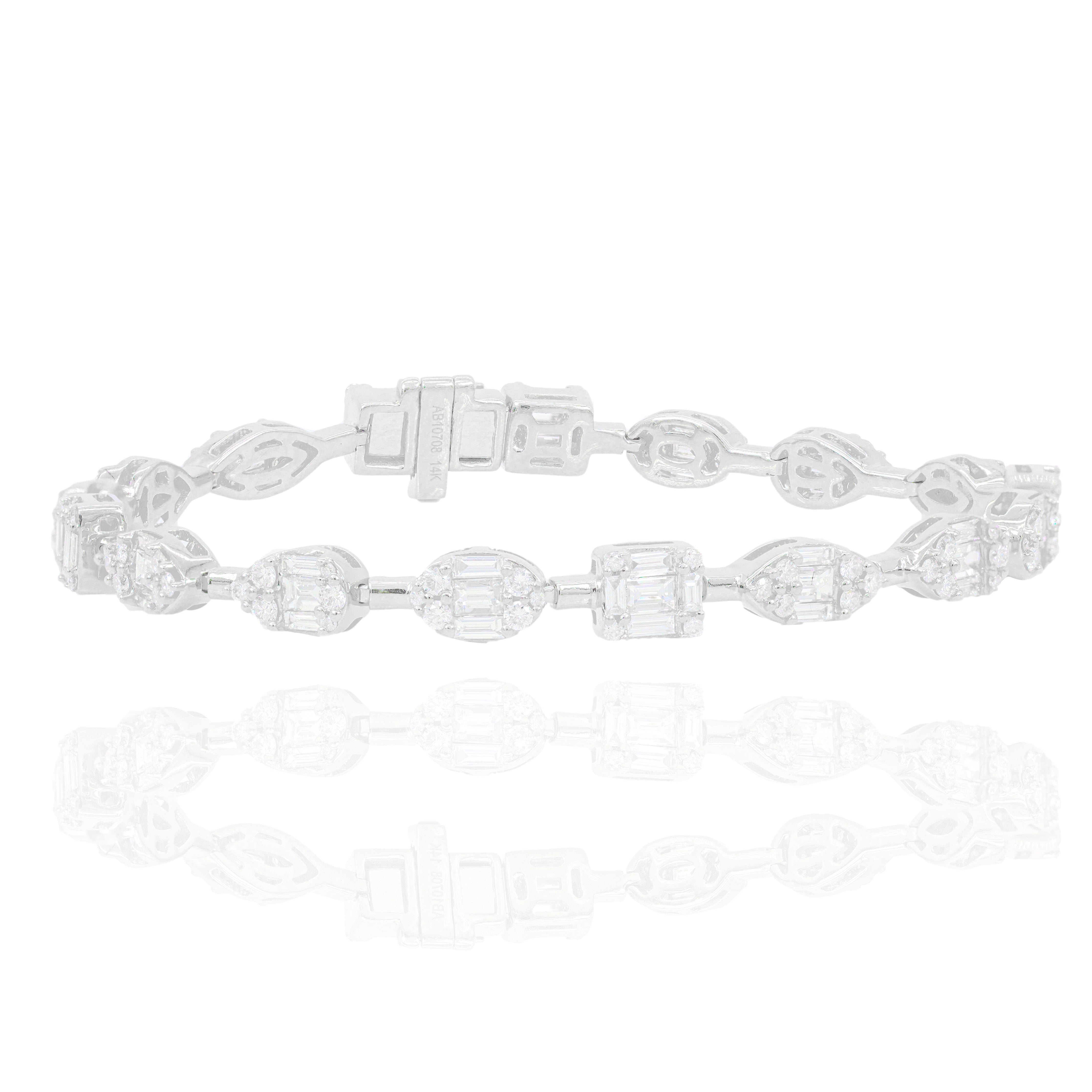 Multi-Shape Baguette Diamond Tennis Bracelet