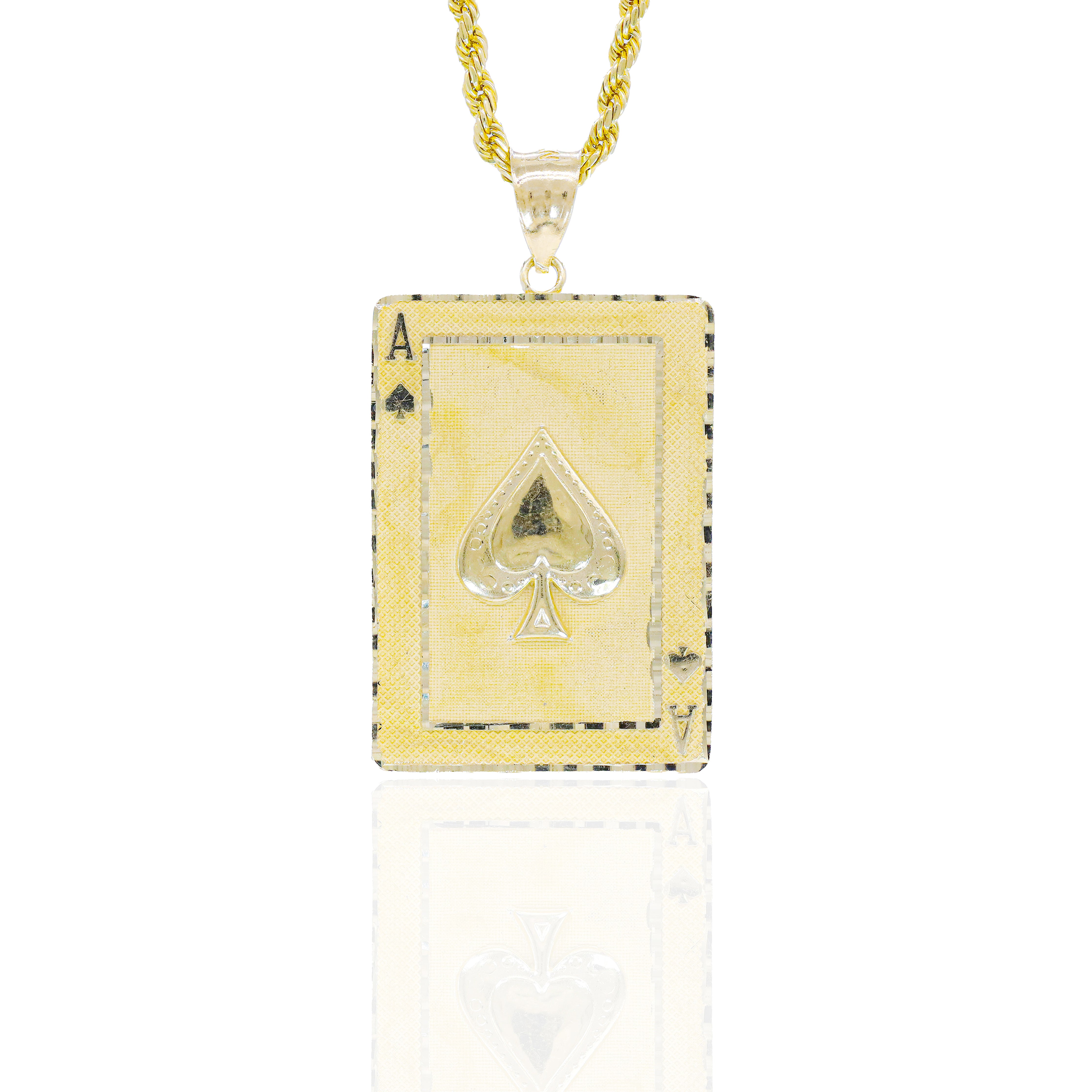 10KT Yellow Gold Ace of Spades Solid Gold Pendant
