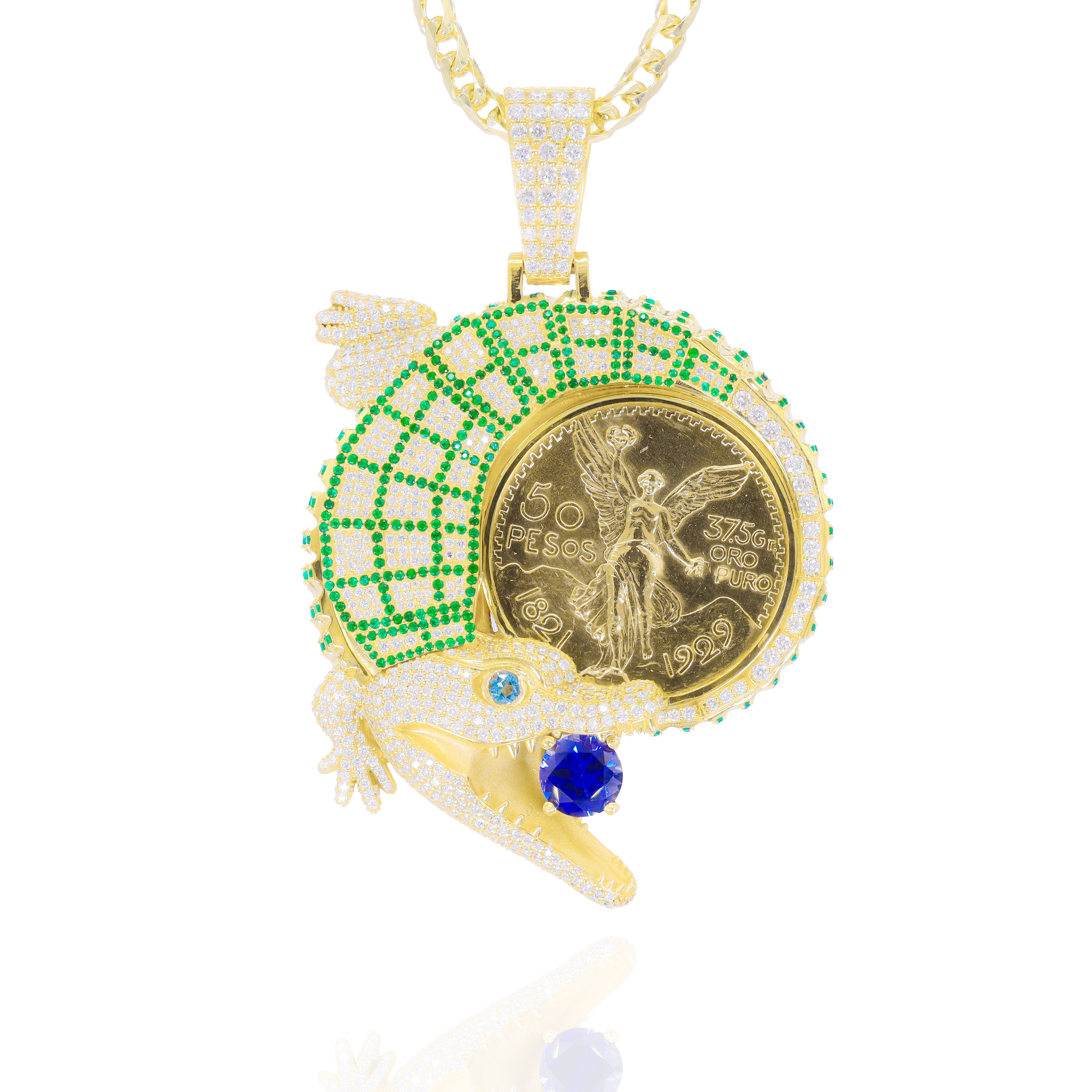 Custom Design Deposit - 3D Alligator/Crocodile Coin Bezel Diamond Pendant