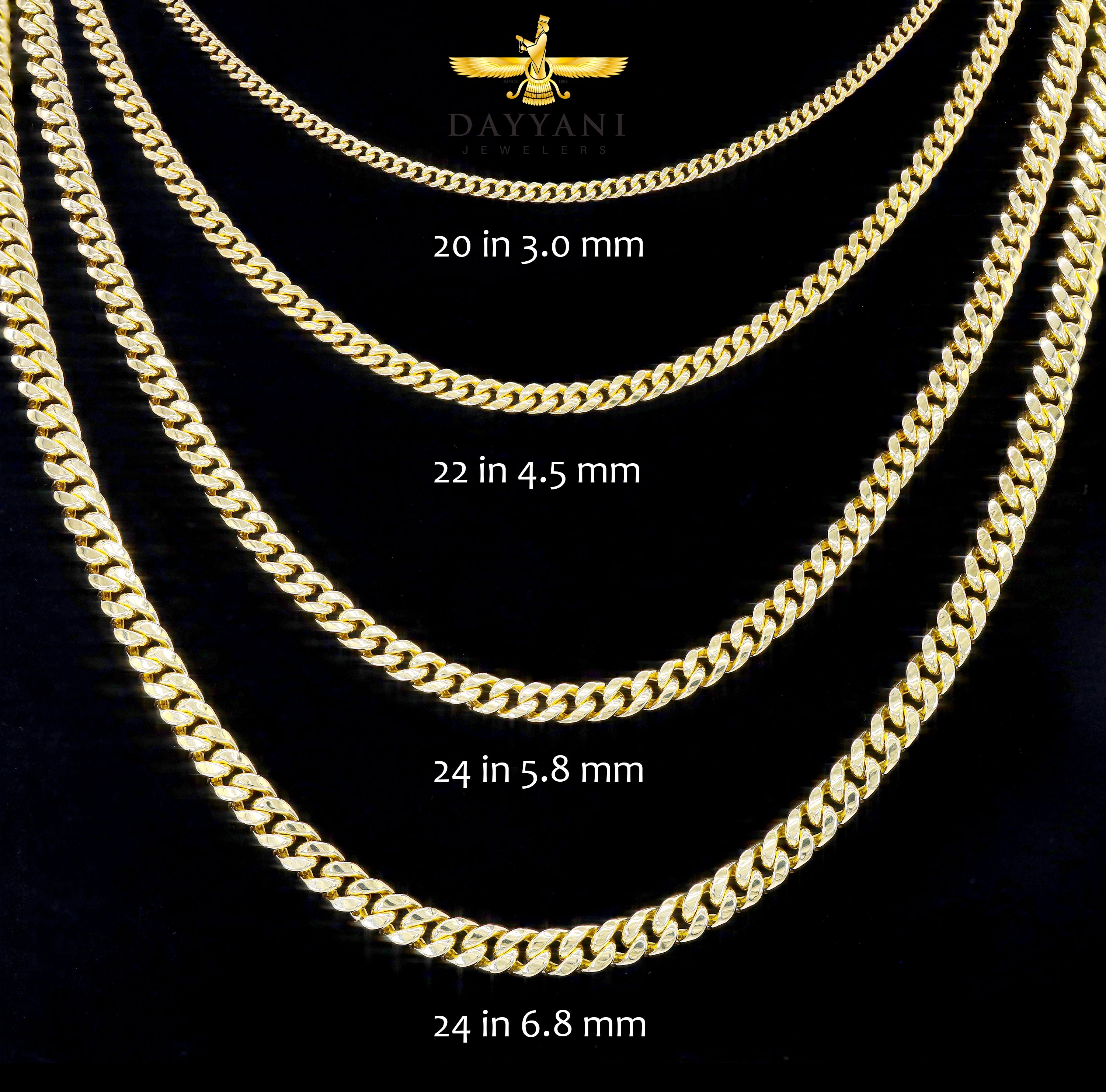 14KT Gold Semi-Solid Miami Cuban Link Chain