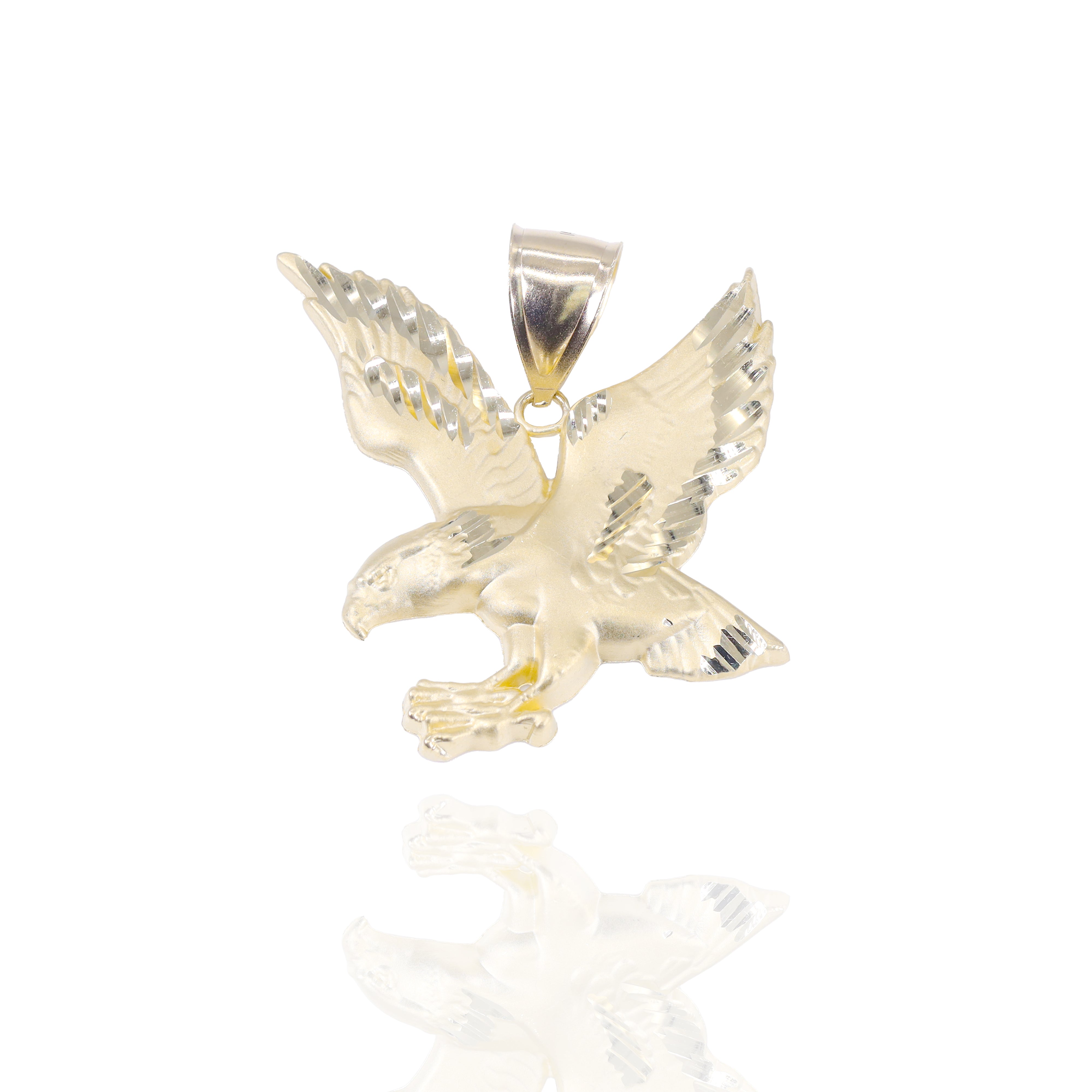 Soaring Hawk Gold Pendant with Diamond Cut