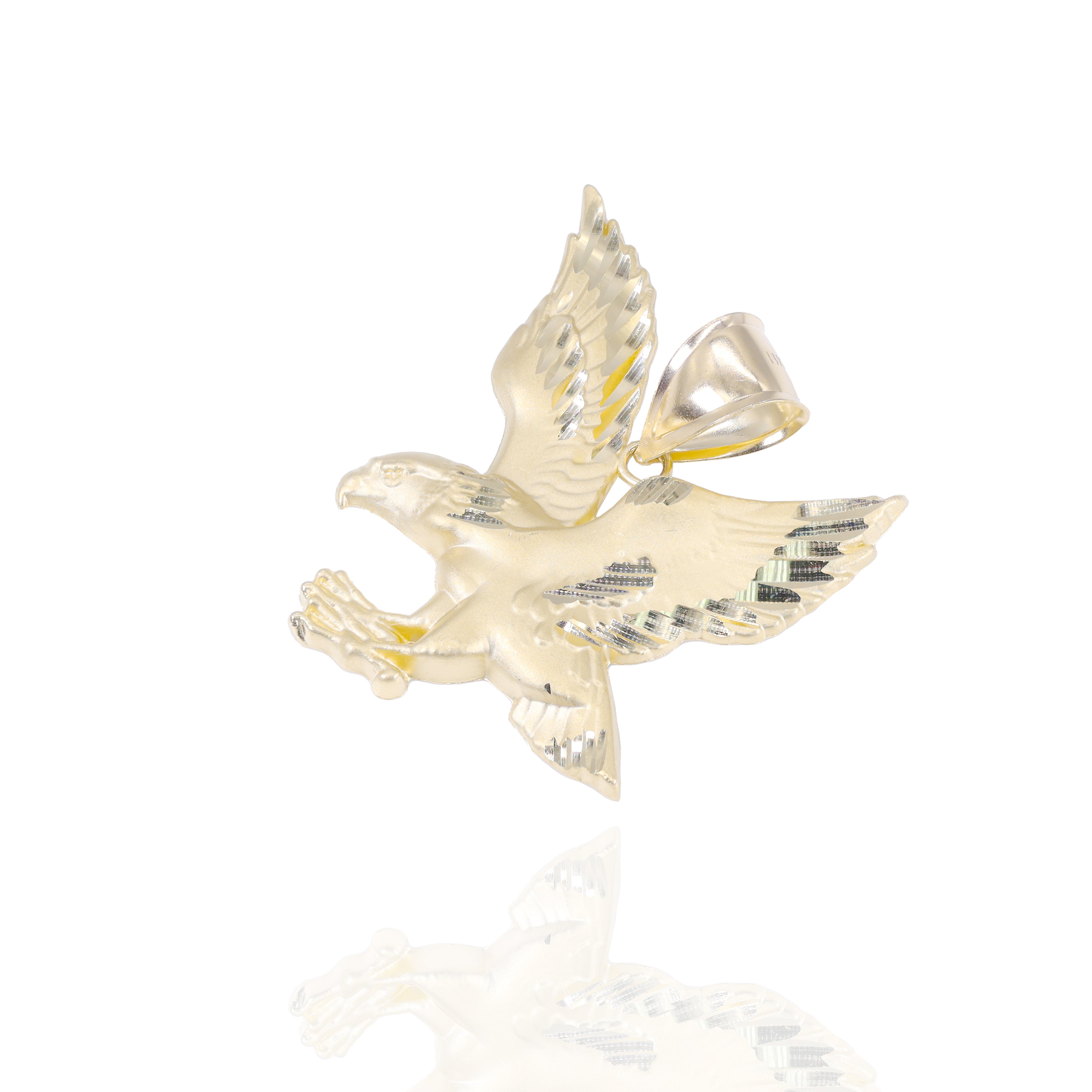 Soaring Hawk Gold Pendant with Diamond Cut