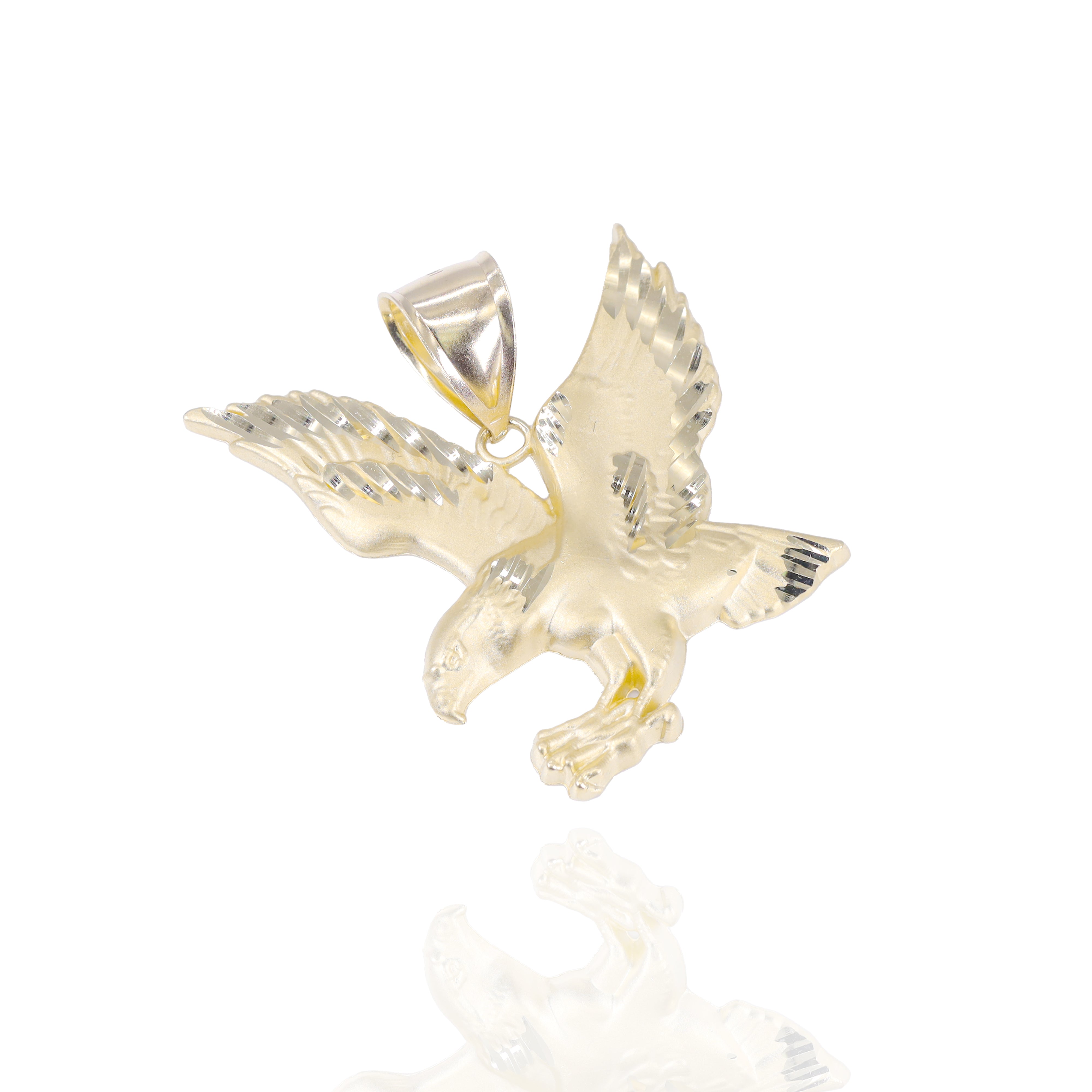 Soaring Hawk Gold Pendant with Diamond Cut