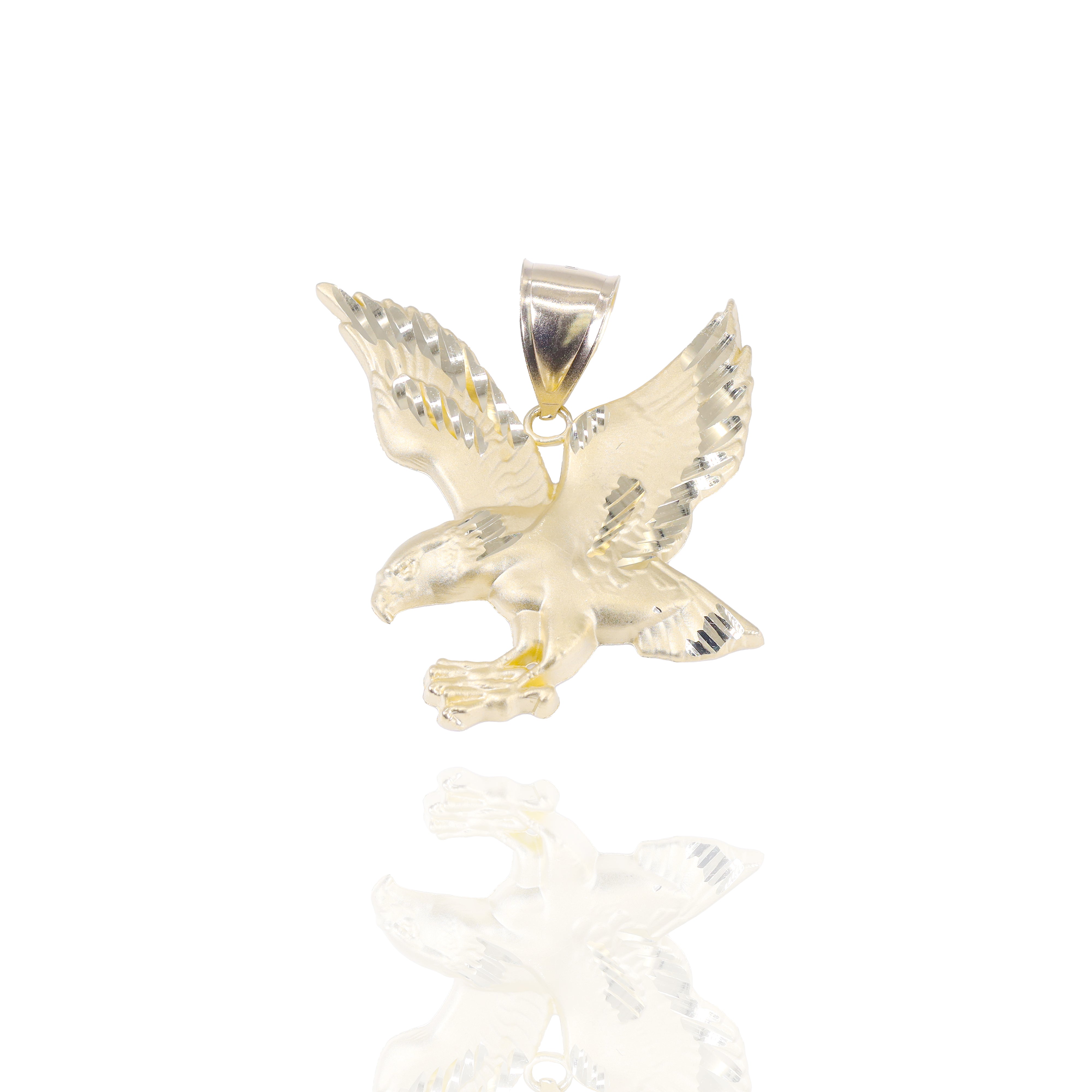 Soaring Hawk Gold Pendant with Diamond Cut