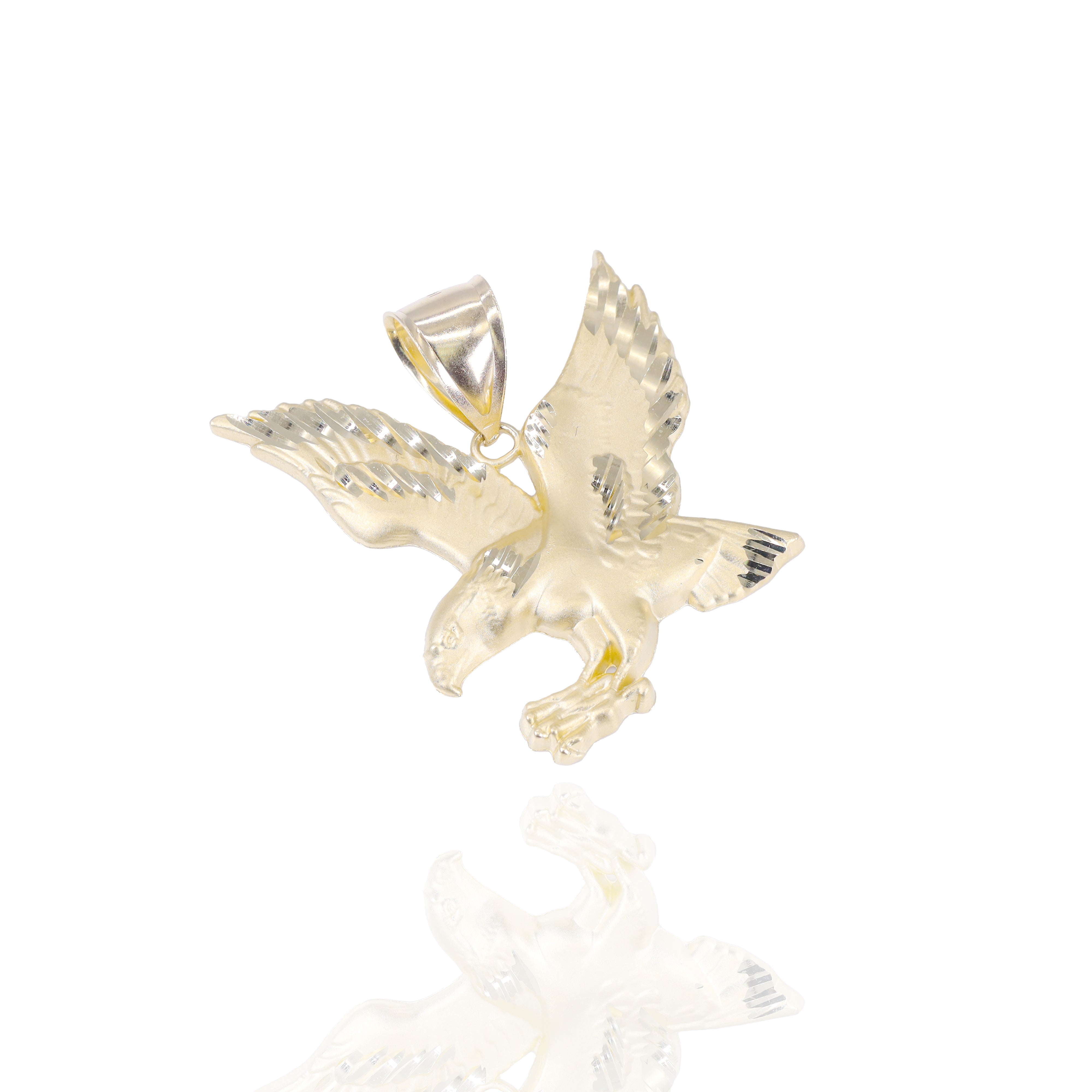 Soaring Hawk Gold Pendant with Diamond Cut