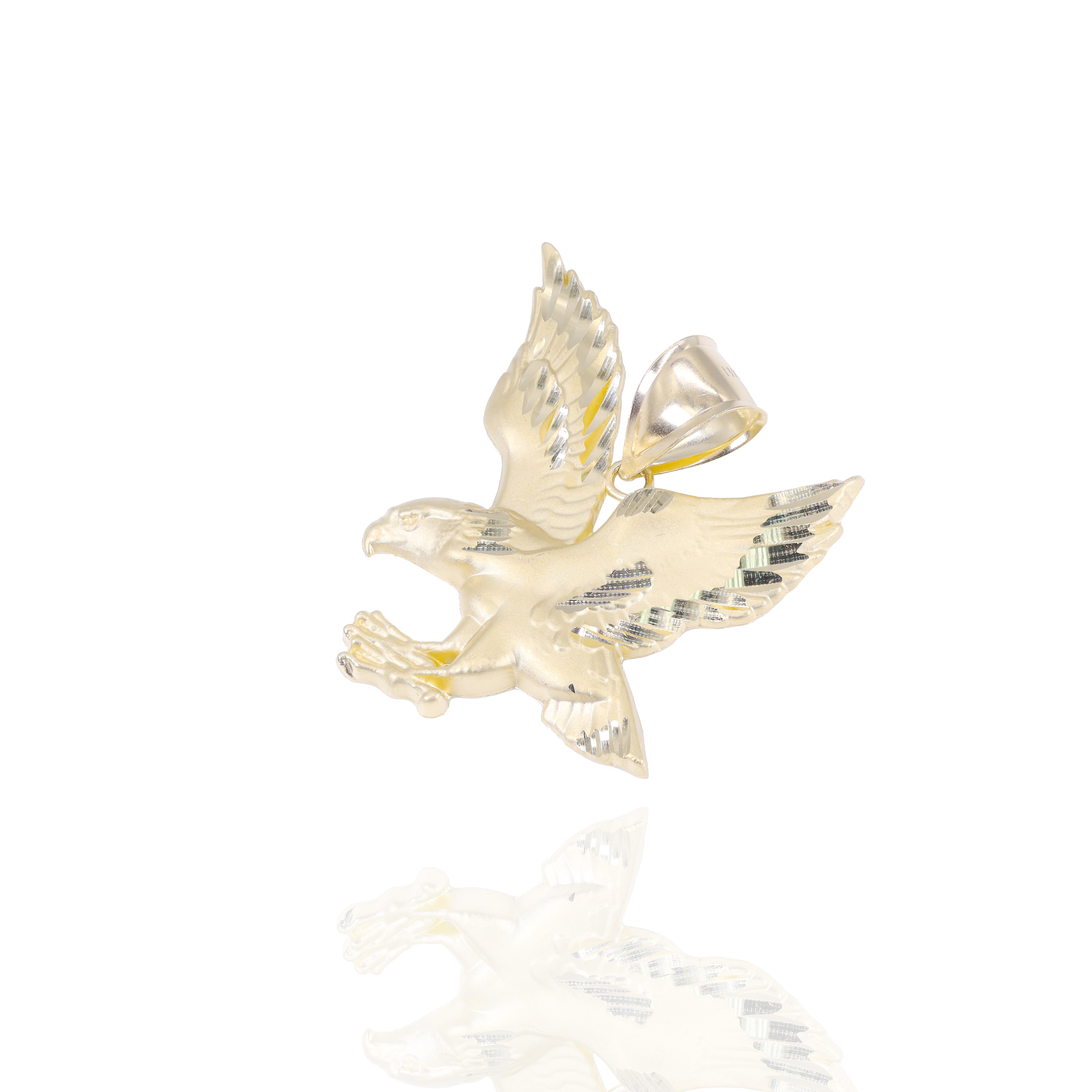 Soaring Hawk Gold Pendant with Diamond Cut