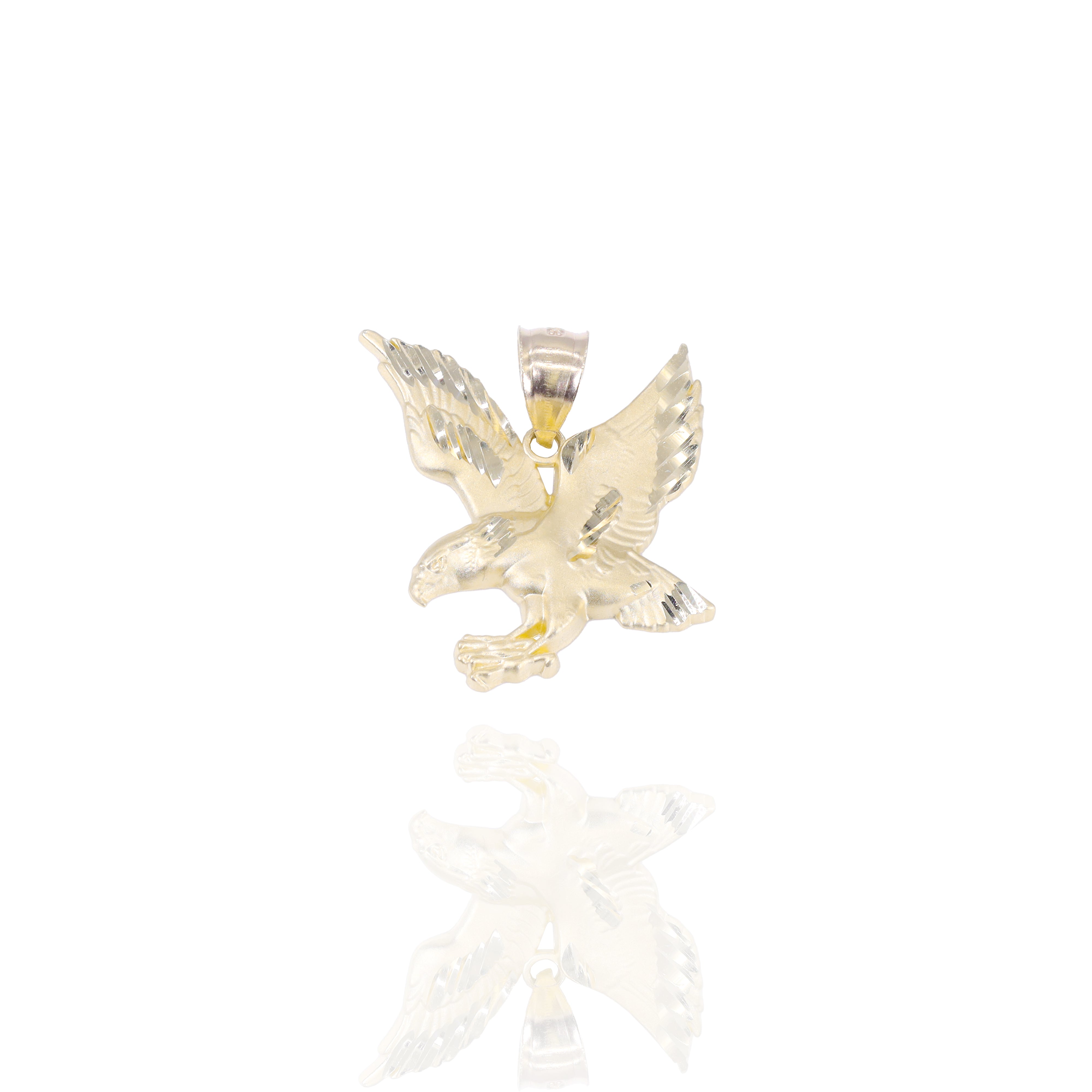 Soaring Hawk Gold Pendant with Diamond Cut