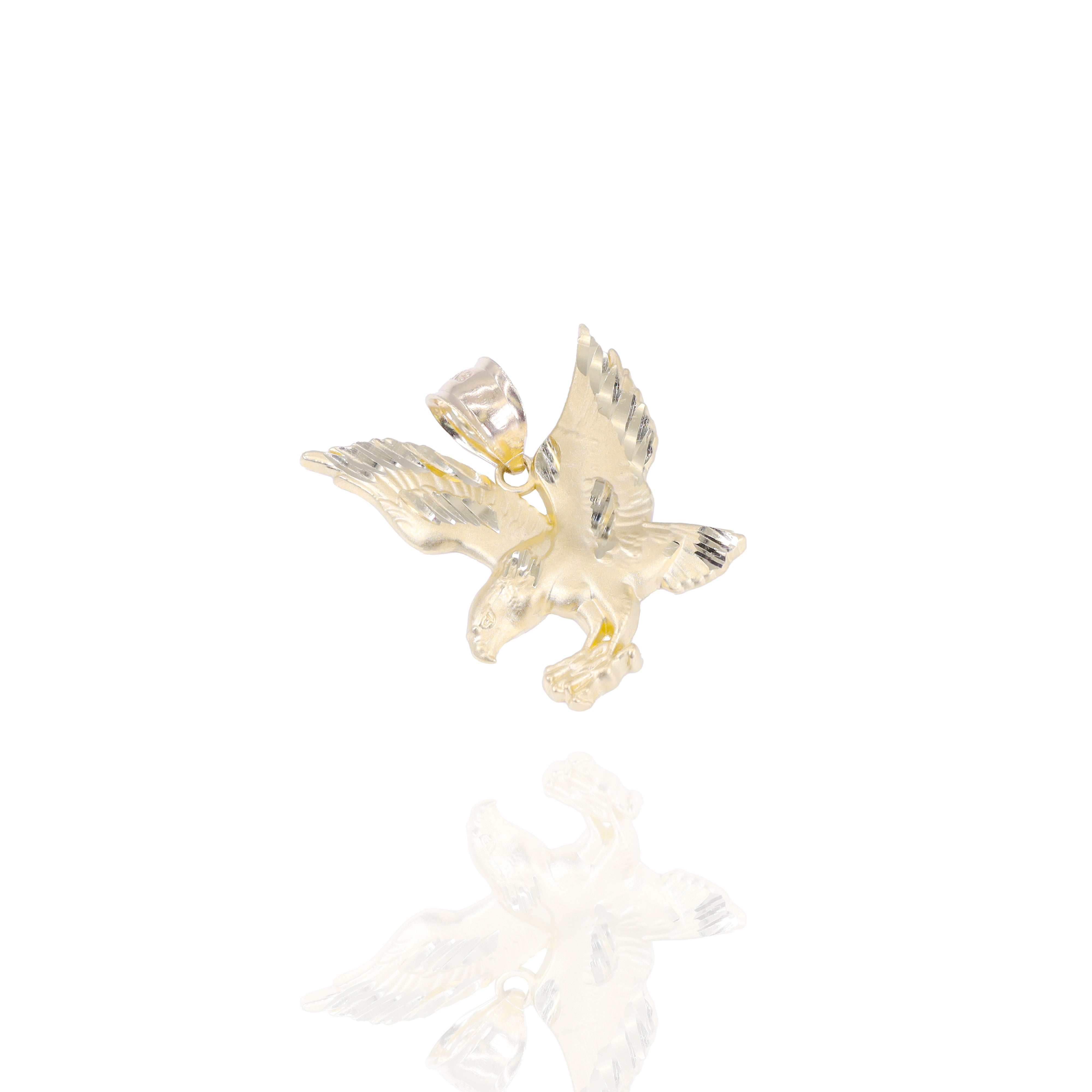 Soaring Hawk Gold Pendant with Diamond Cut