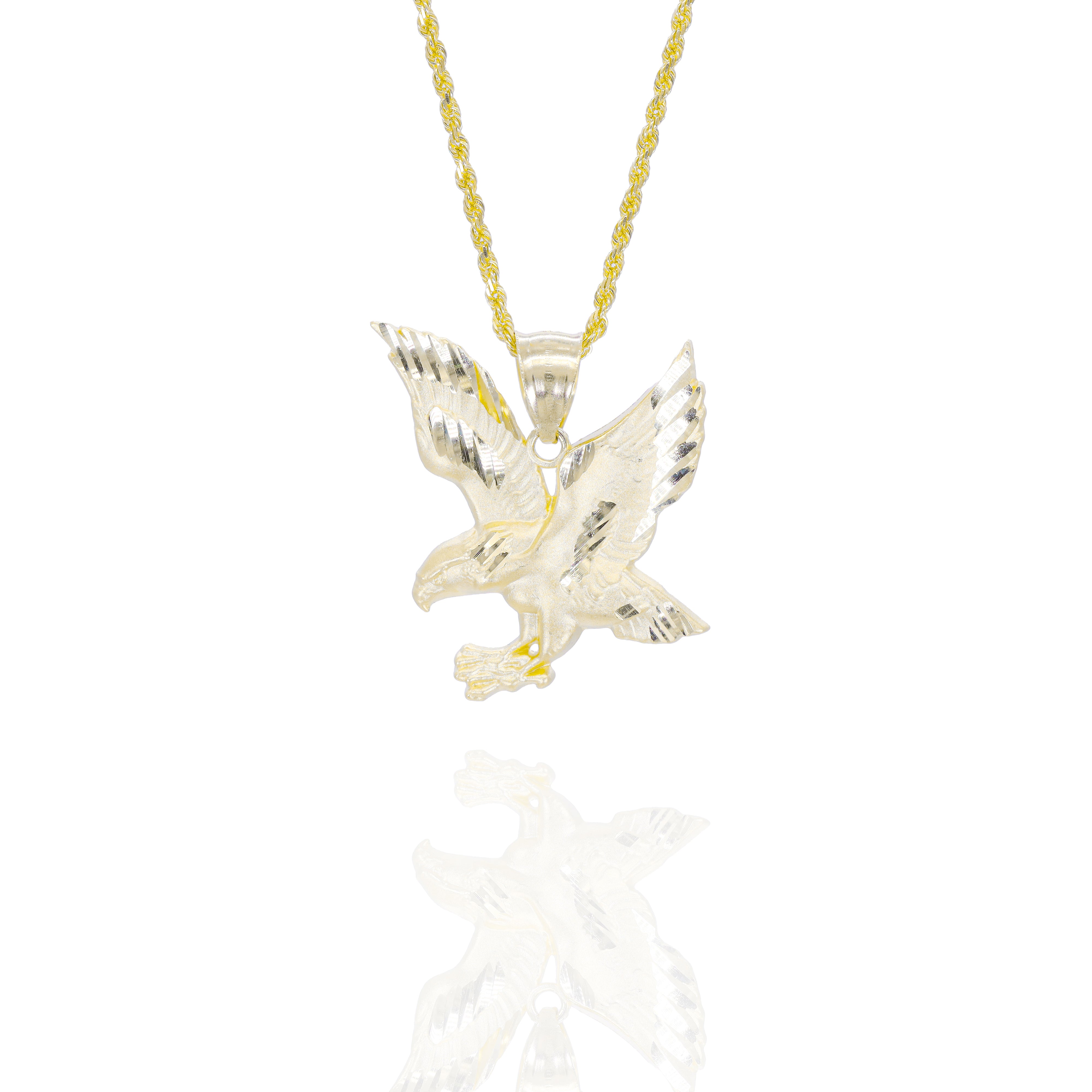 Soaring Hawk Gold Pendant with Diamond Cut