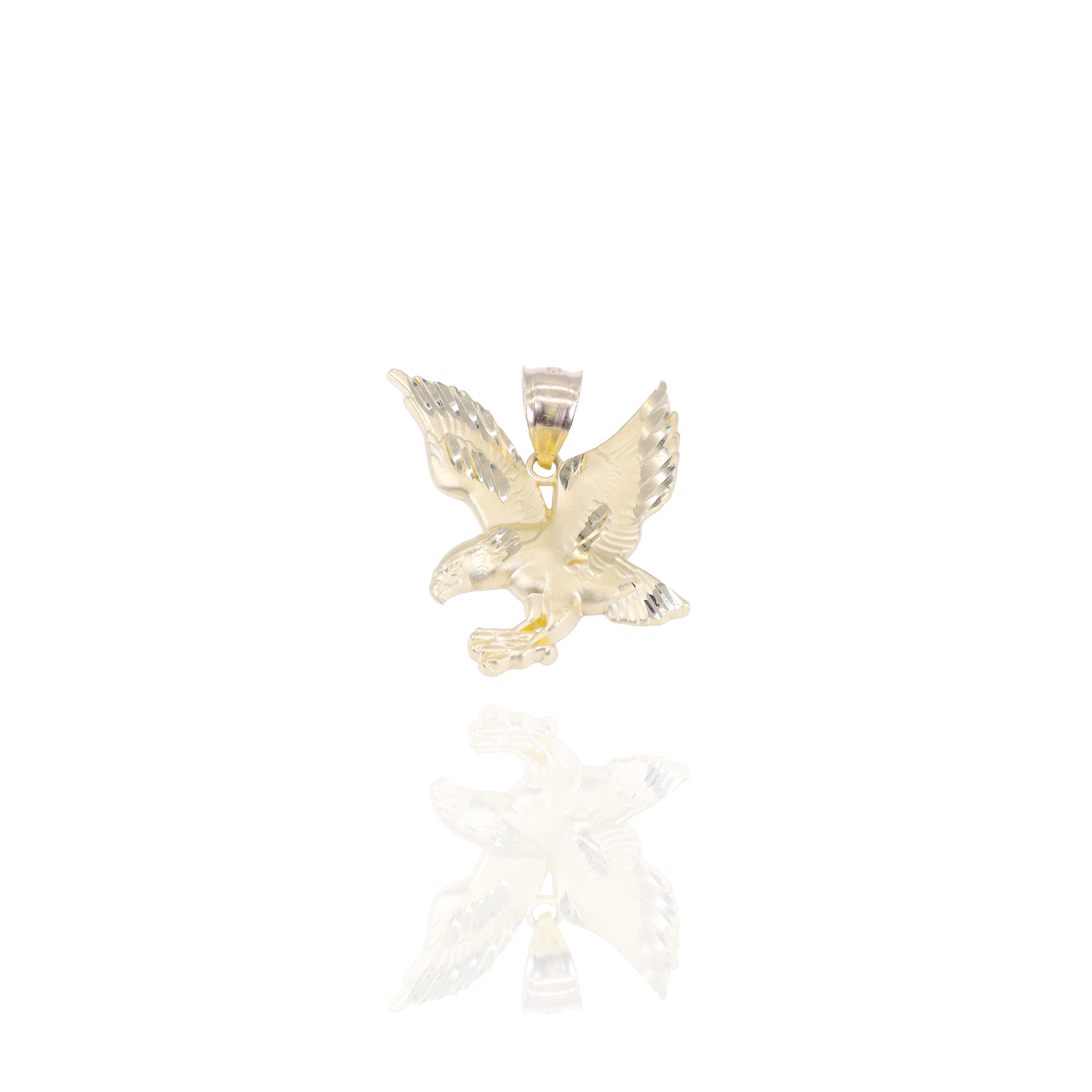 Soaring Hawk Gold Pendant with Diamond Cut