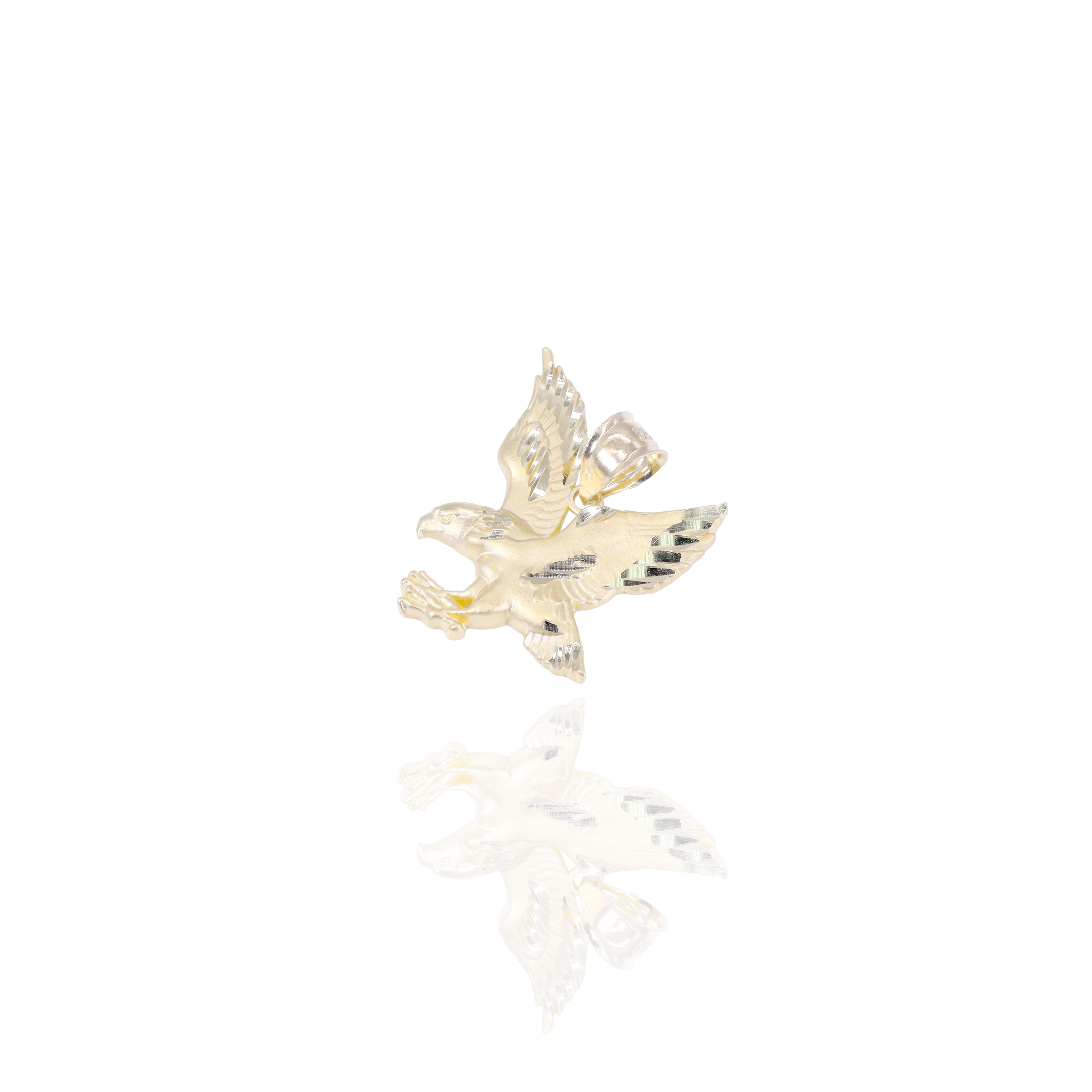 Soaring Hawk Gold Pendant with Diamond Cut