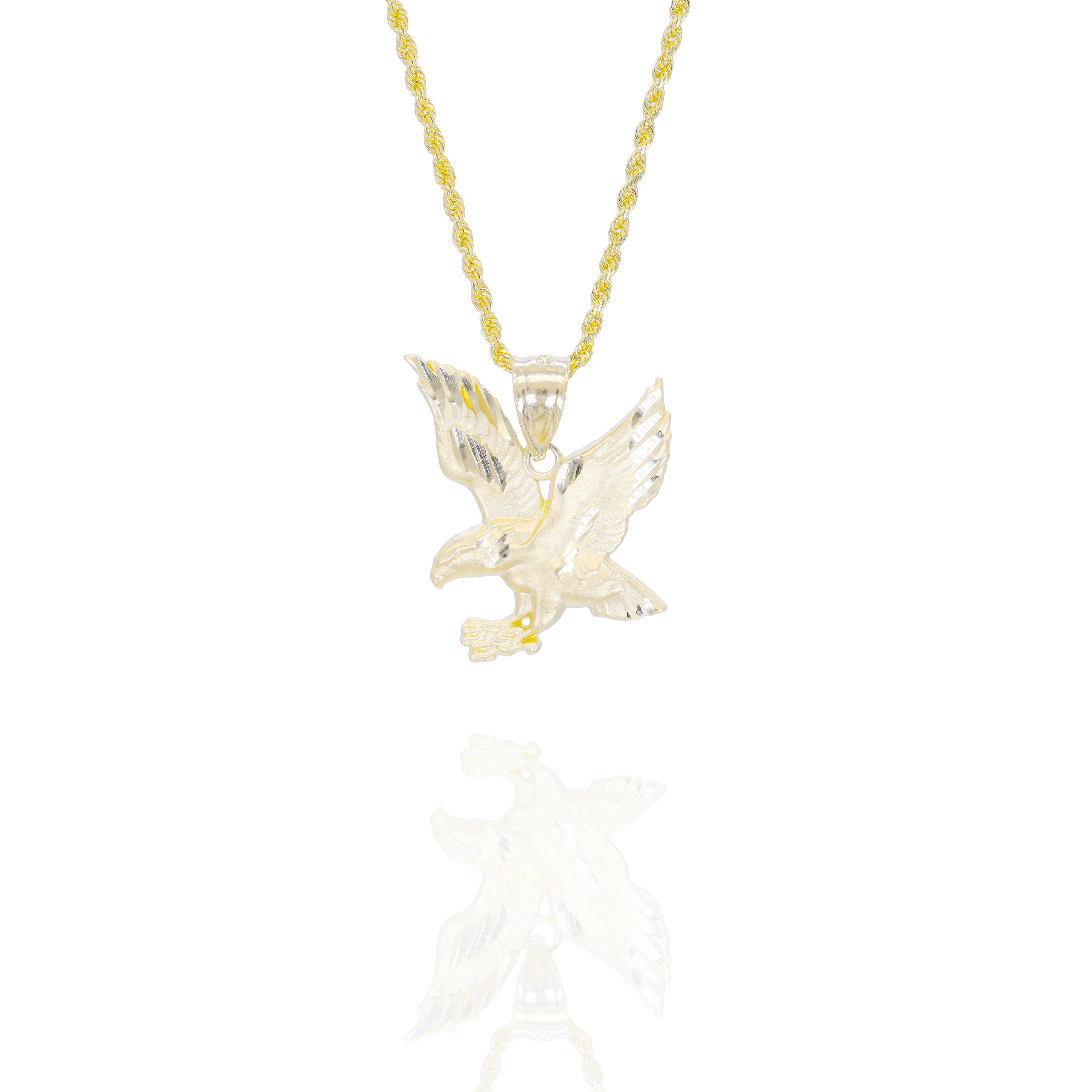 Soaring Hawk Gold Pendant with Diamond Cut