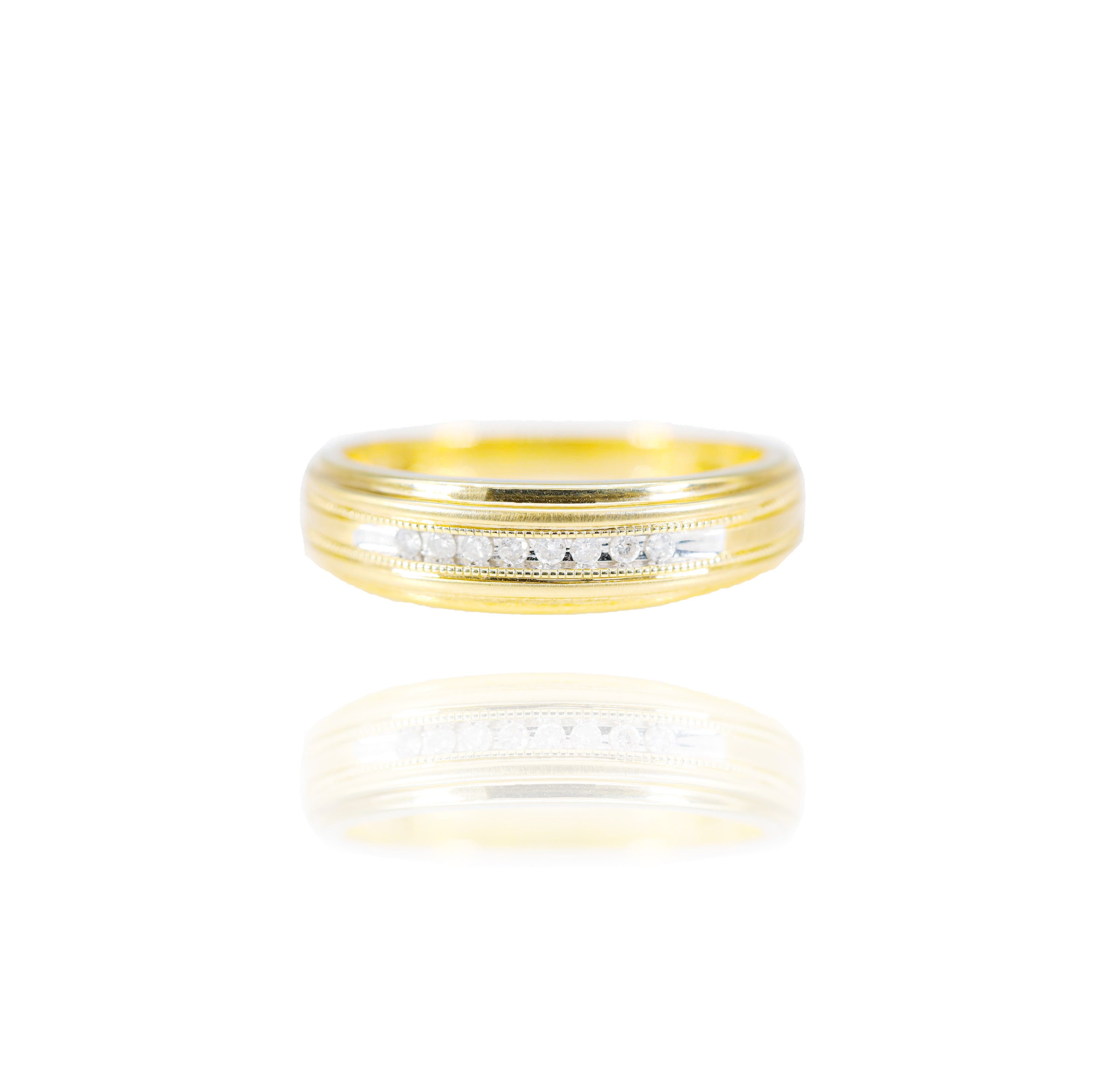 One Row Diamond Gold Ring Band