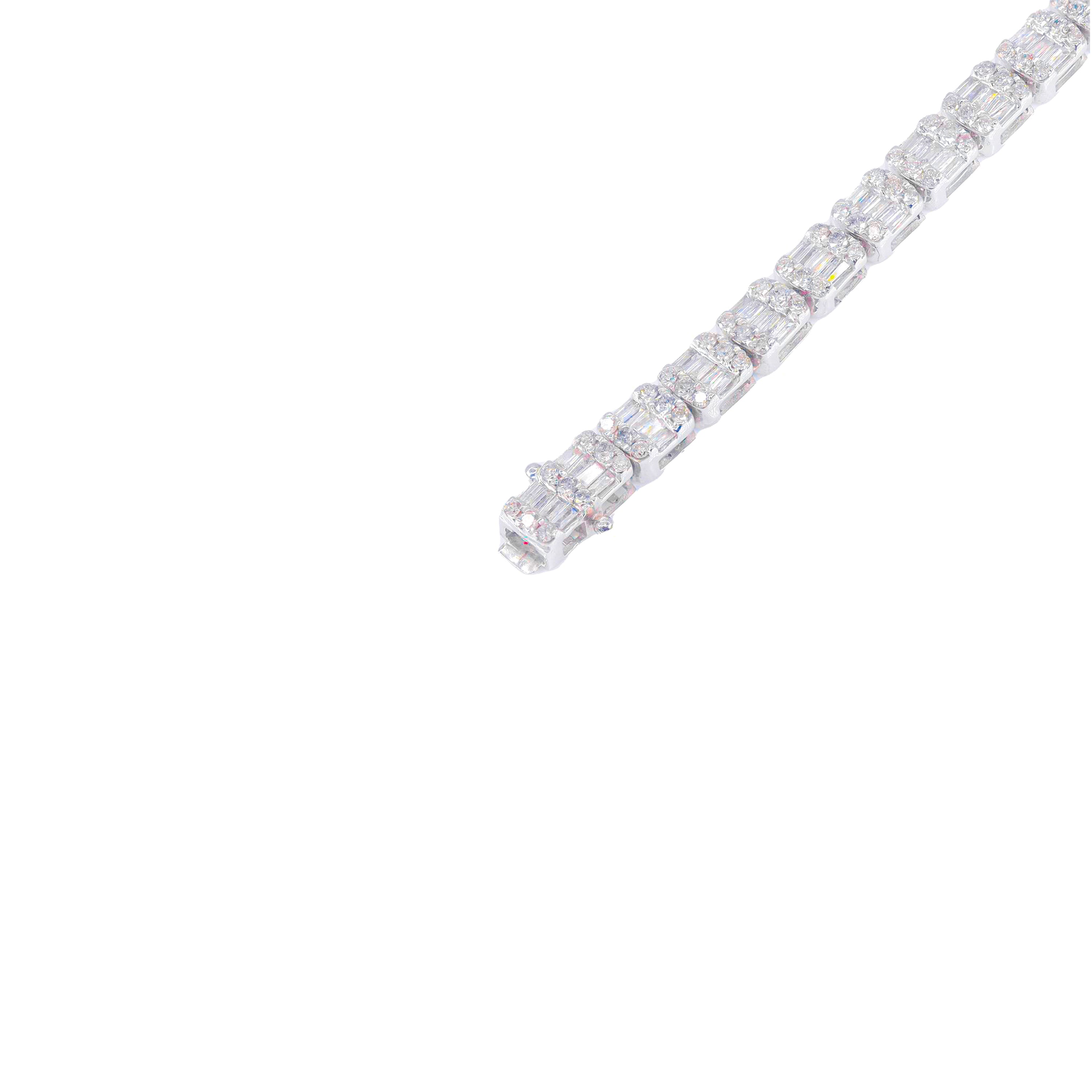 Square Shaped Baguette & Round Diamond Bracelet