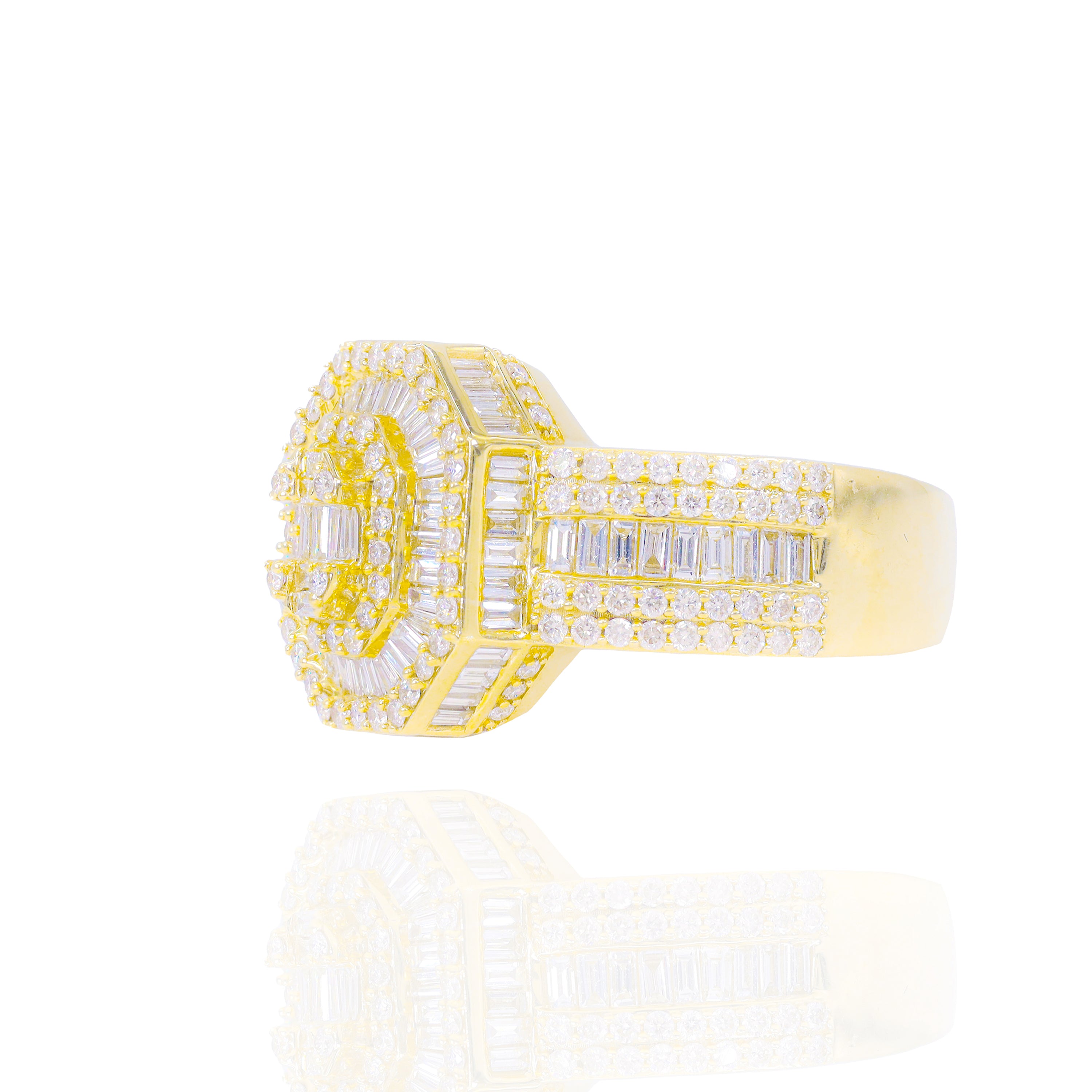 Oval Baguette and Round Diamond Men's Ring