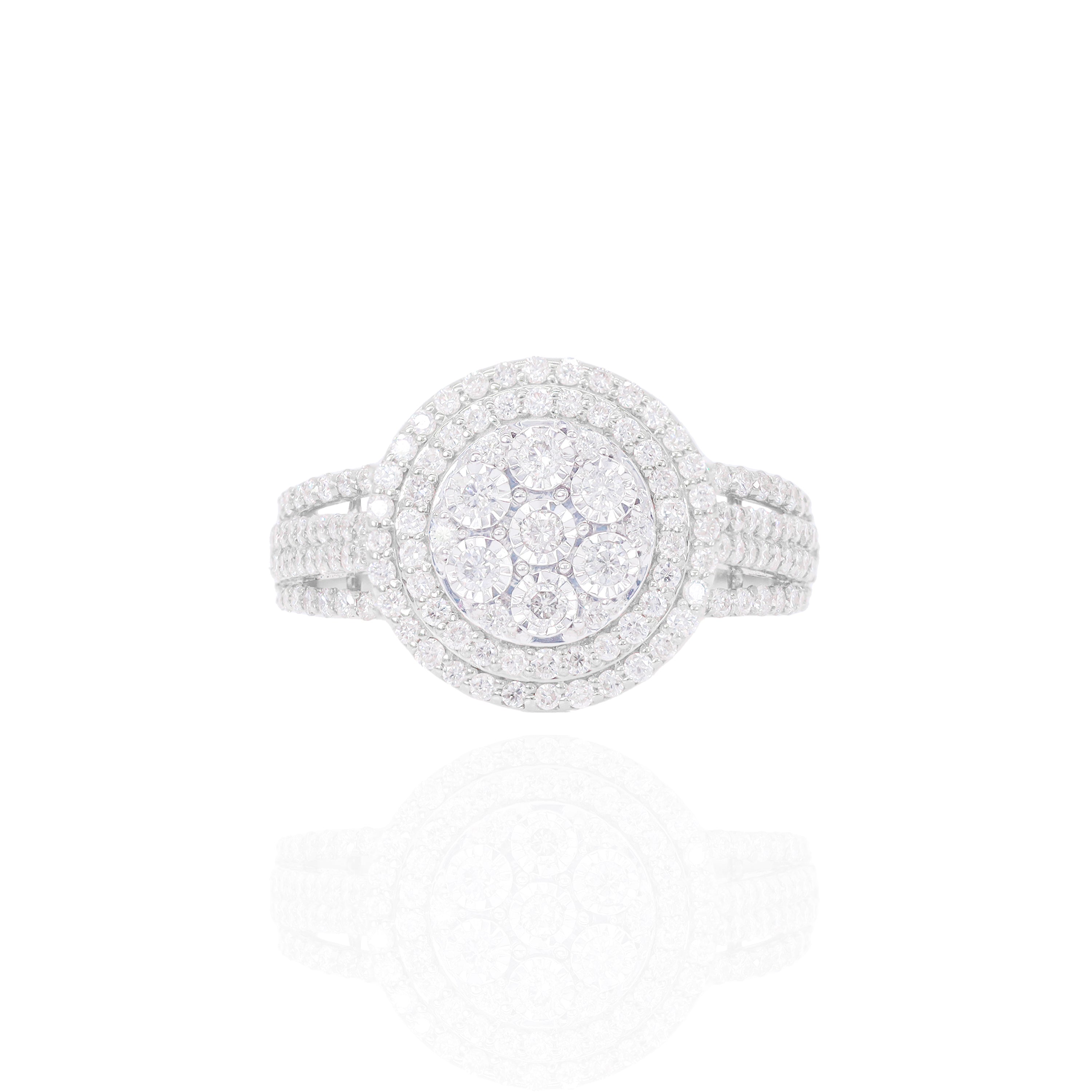 Round Shape with Double Halo Diamond Engagement Ring