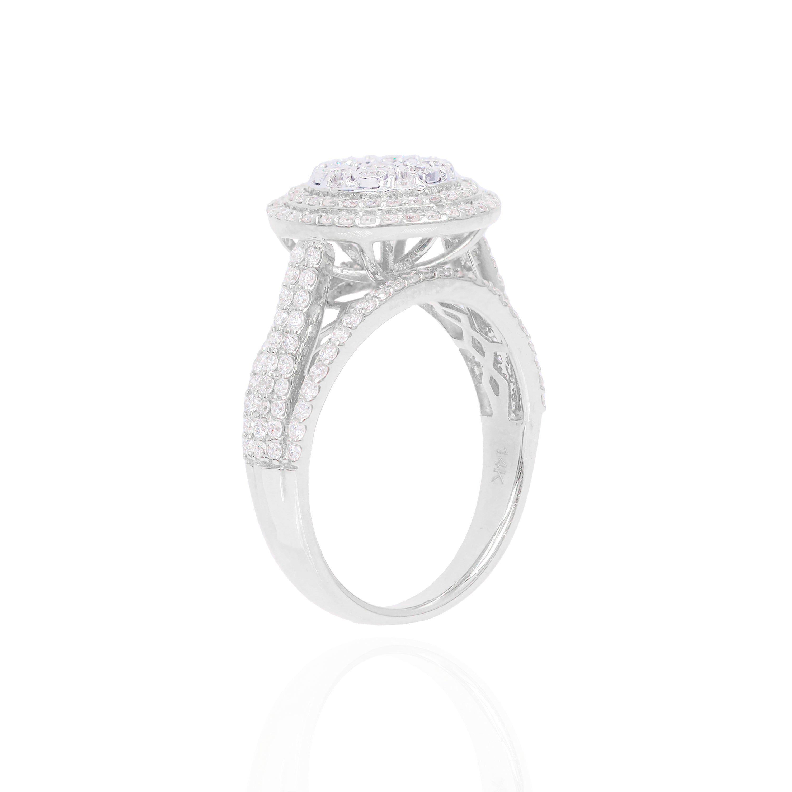 Round Shape with Double Halo Diamond Engagement Ring