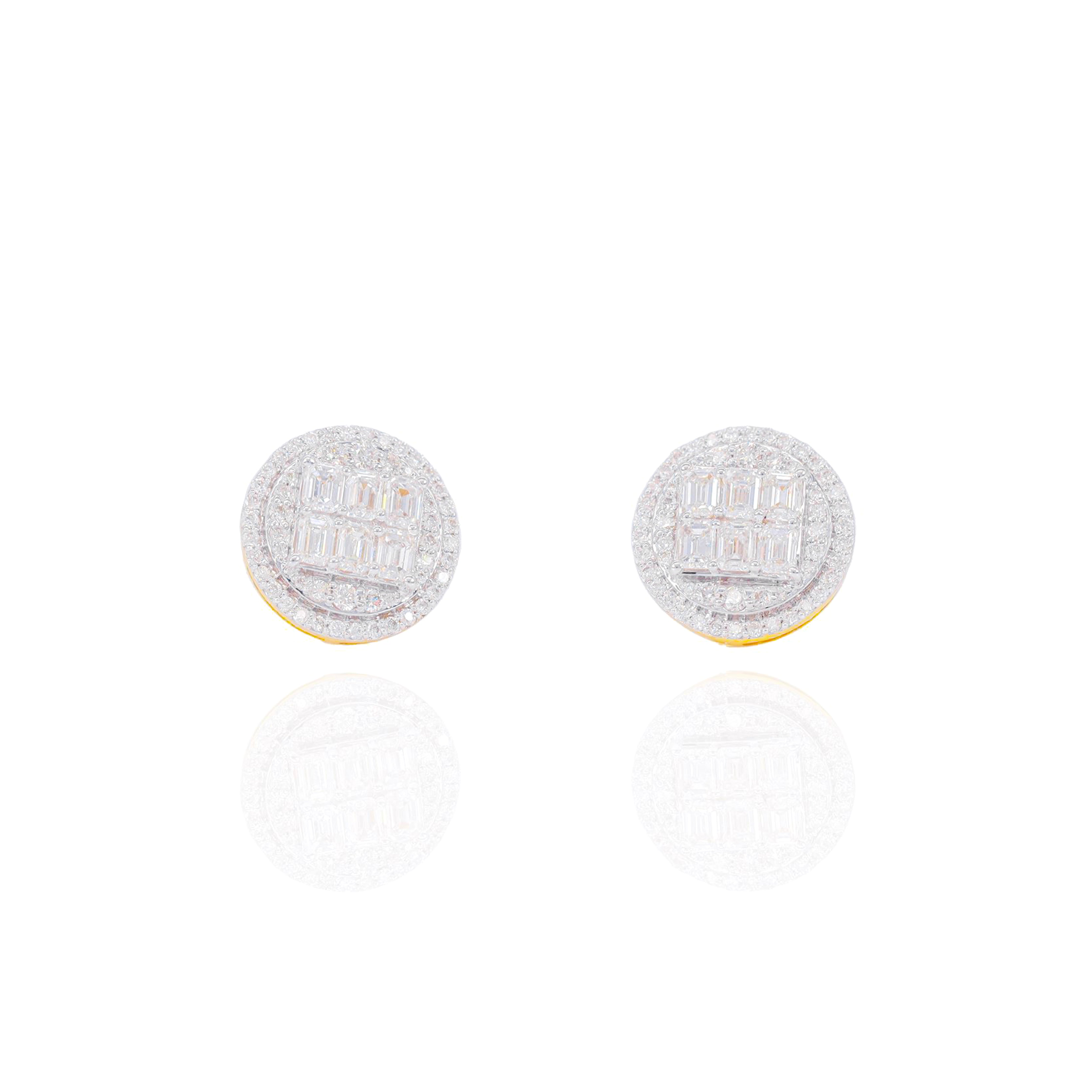 Two Row Baguette Center Diamond Earrings