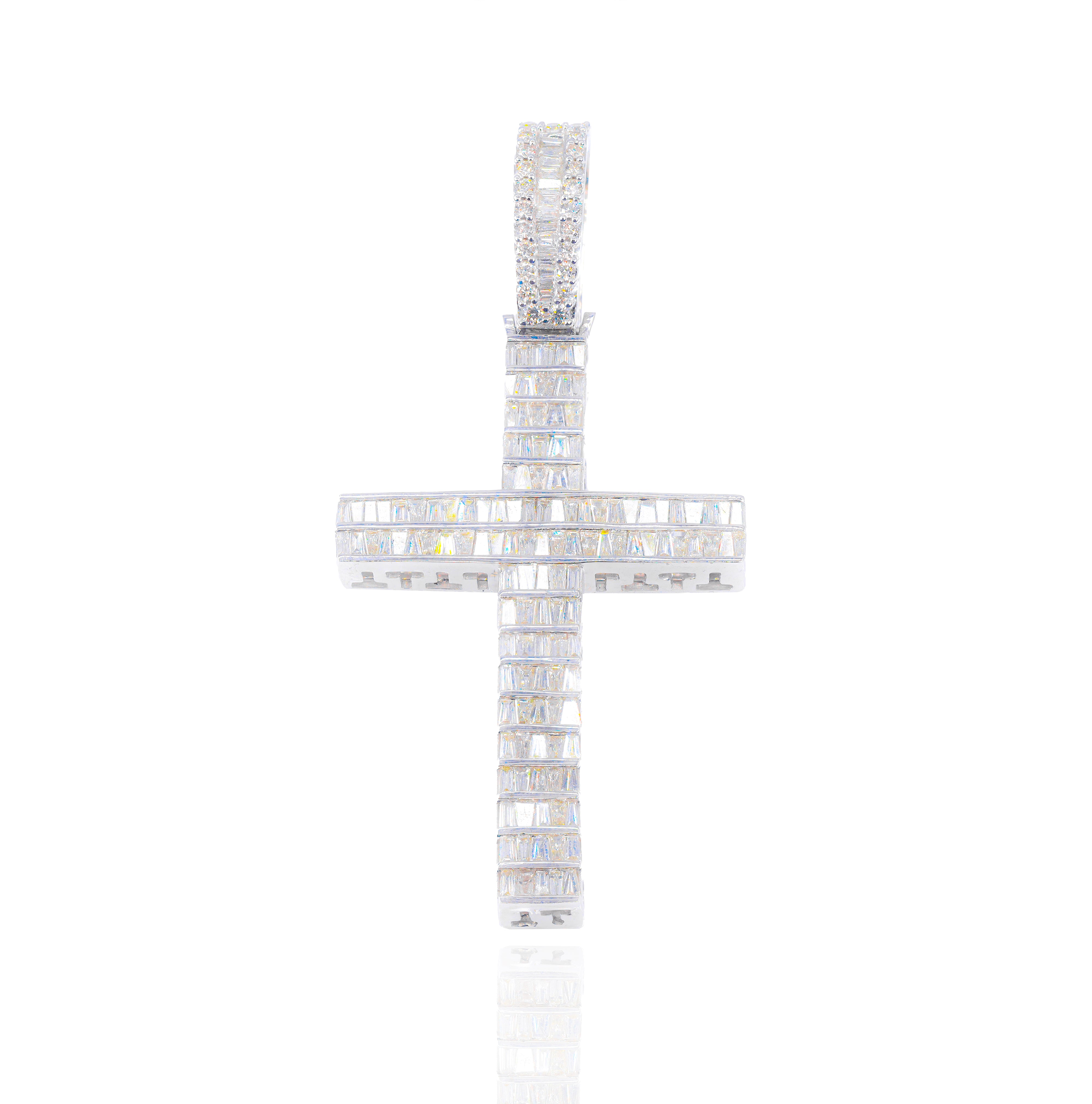 Chanel Set Baguette Diamond Cross Pendant
