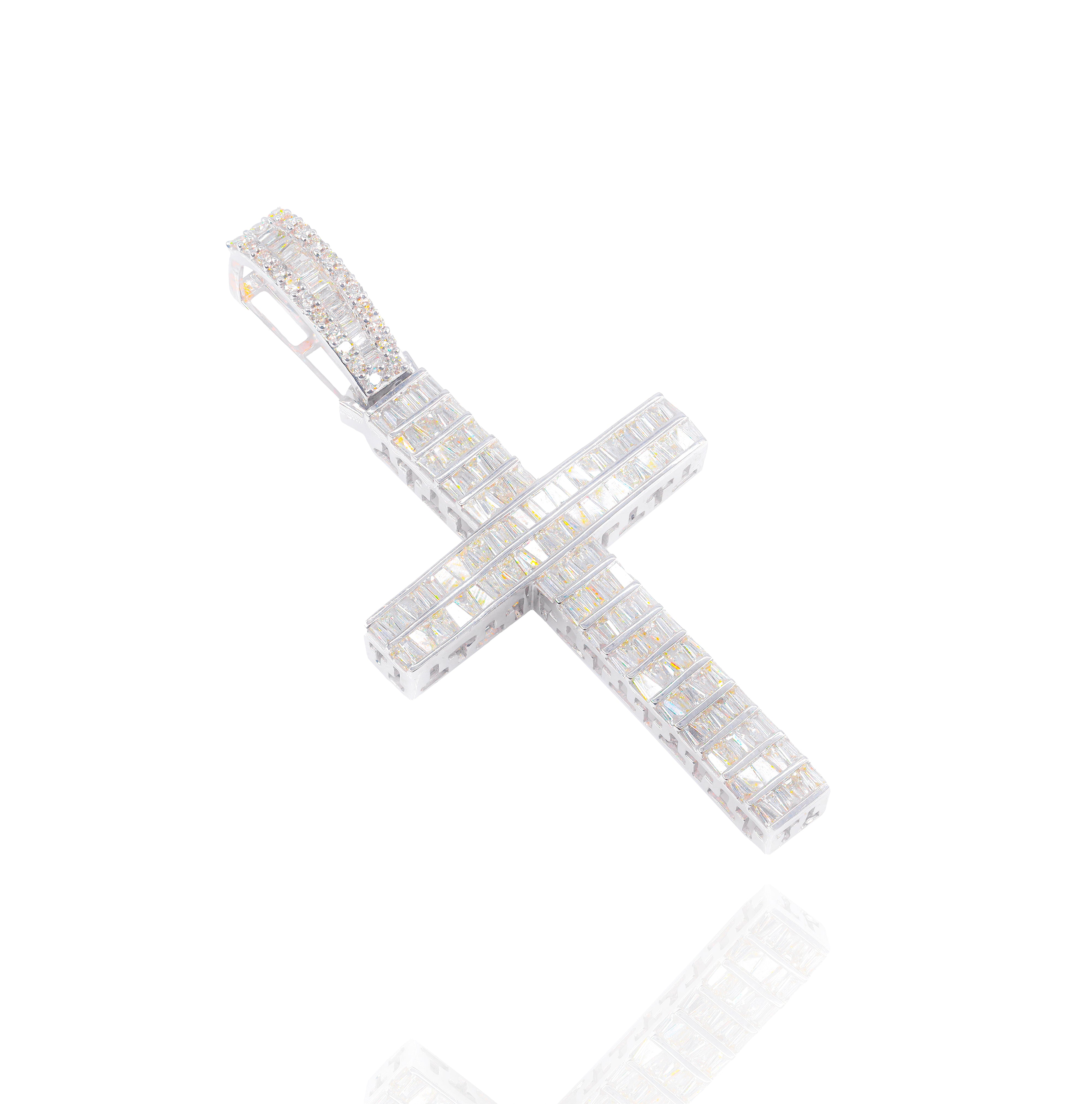 Chanel Set Baguette Diamond Cross Pendant