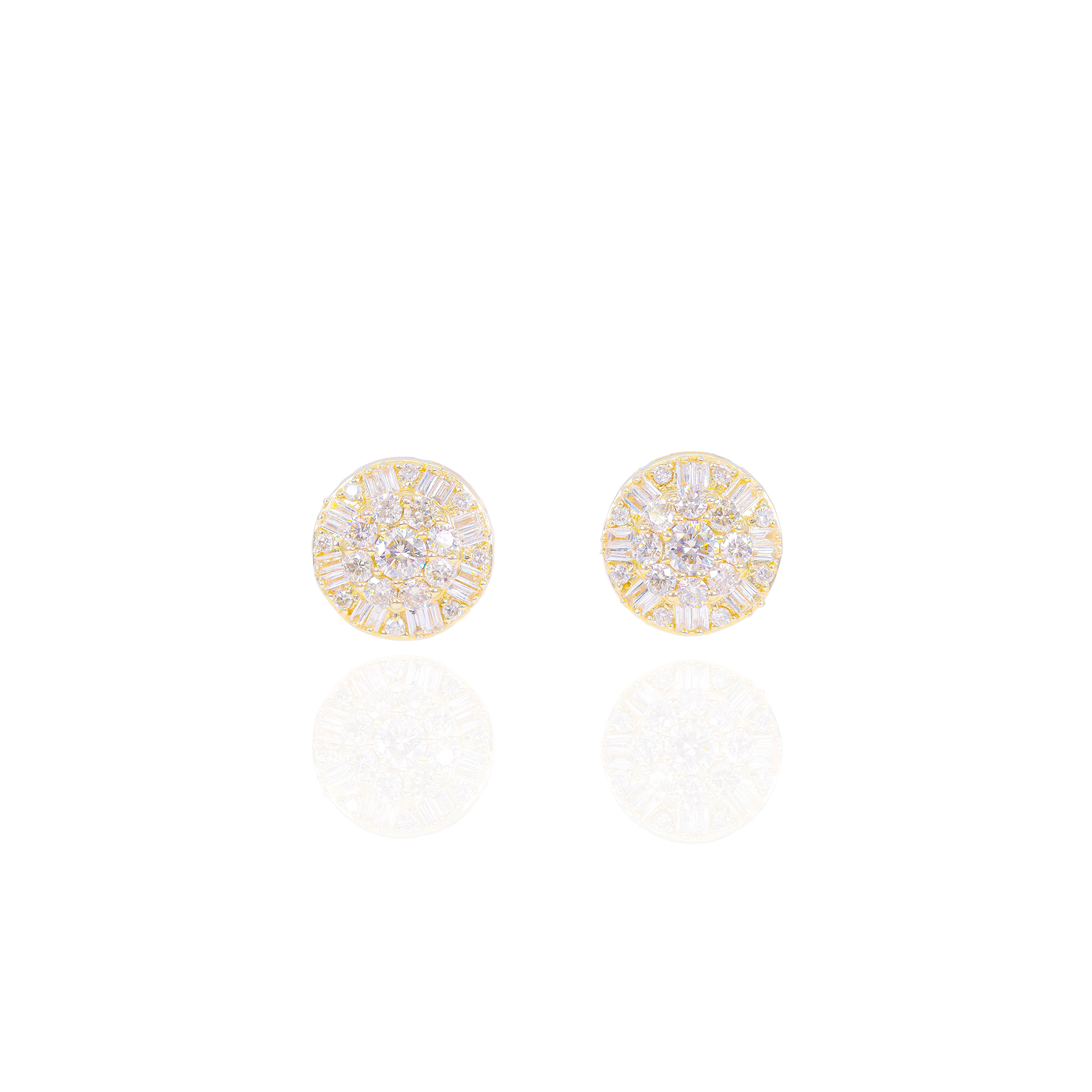 10-Pointer Center Round Cluster Diamond Earrings