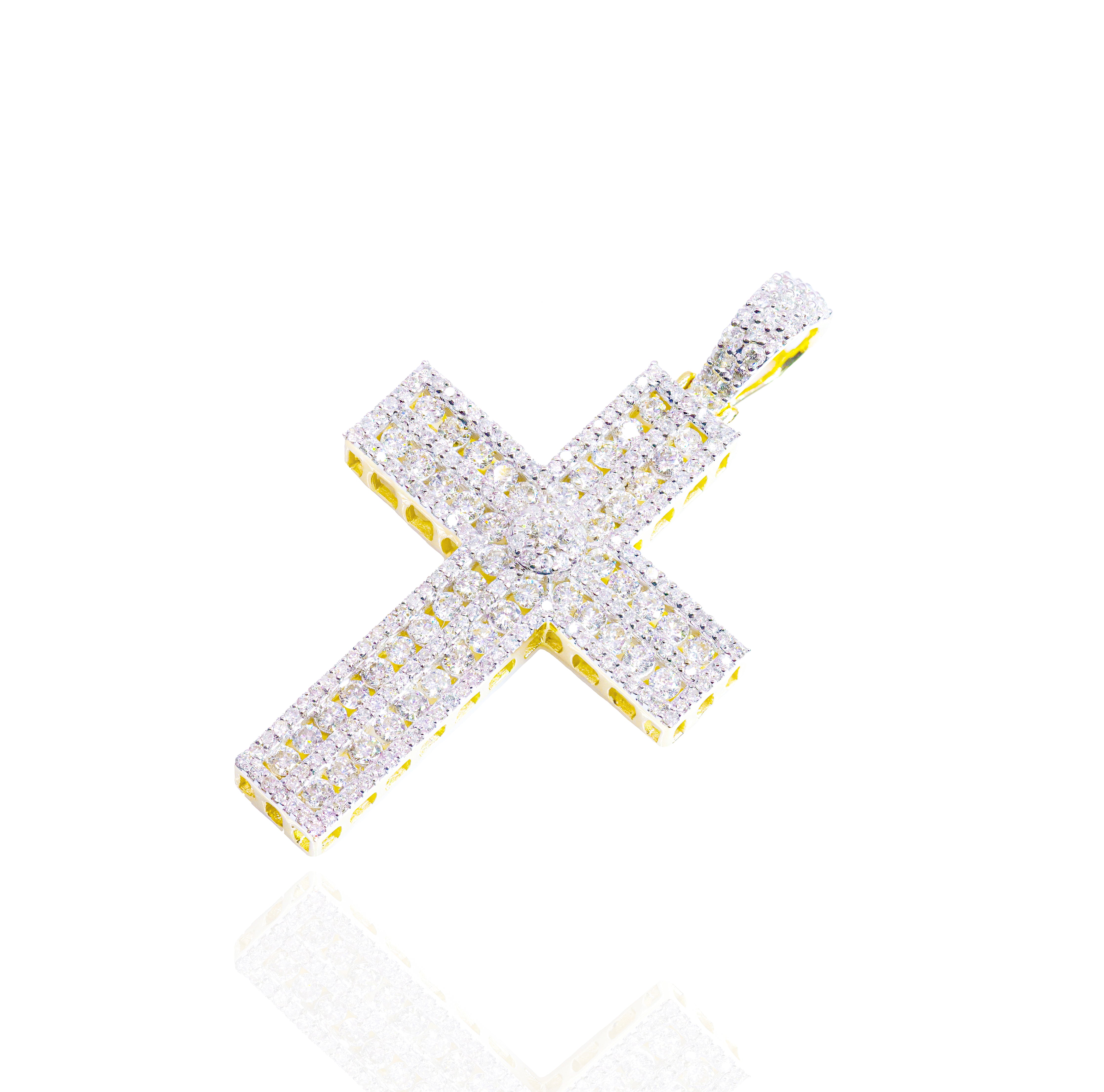 Block Diamond Cross Pendant