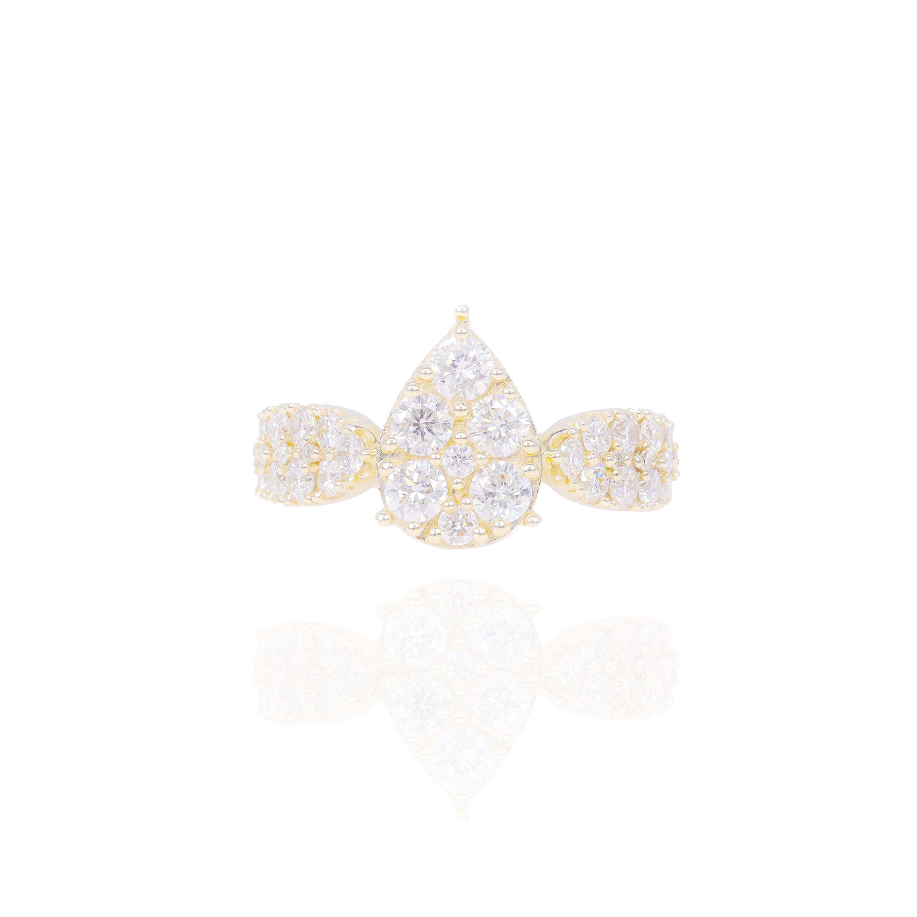 Pear Shape Engagement Ring w/ Large Round Diamonds